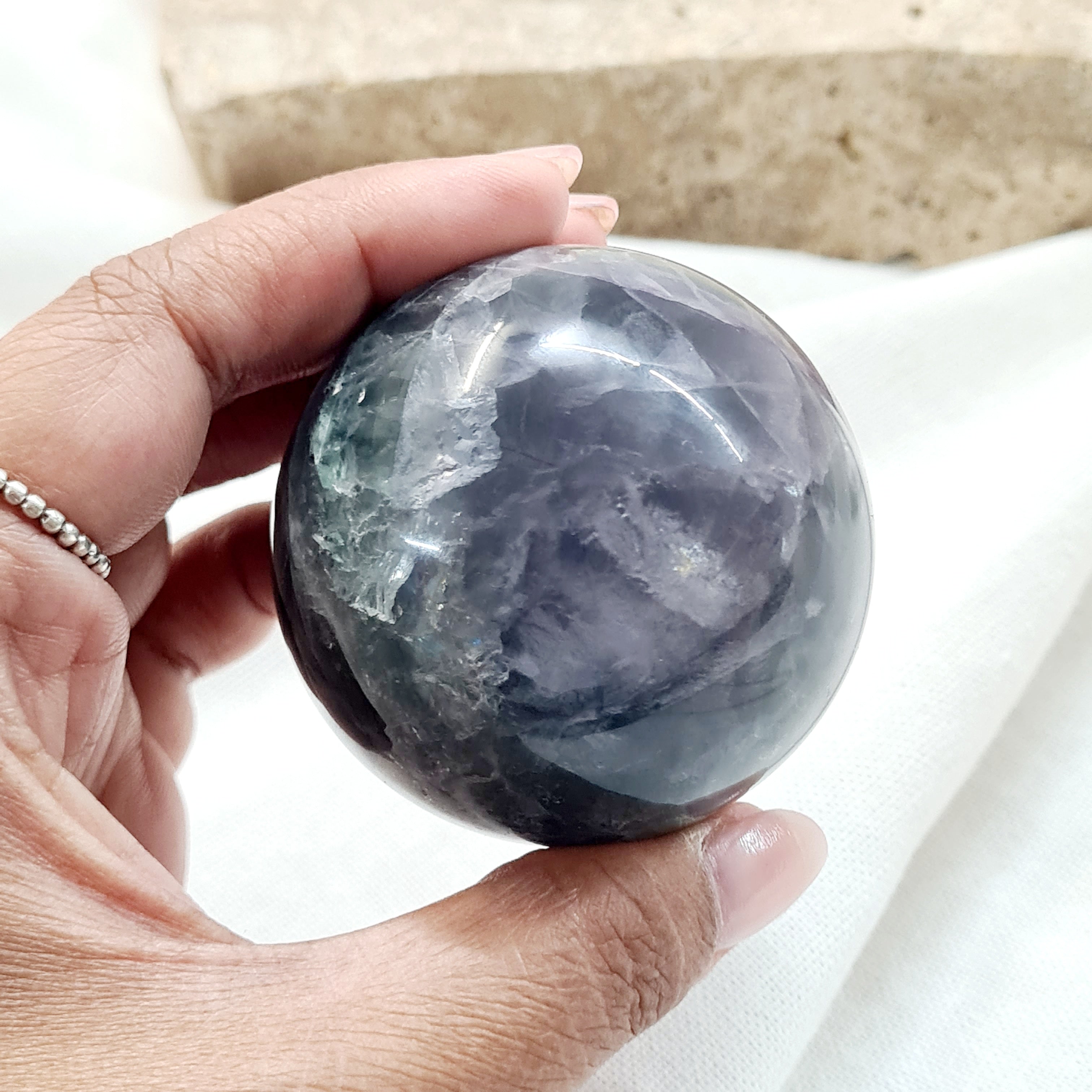 Rainbow Fluorite Sphere with brass stand | 232 g