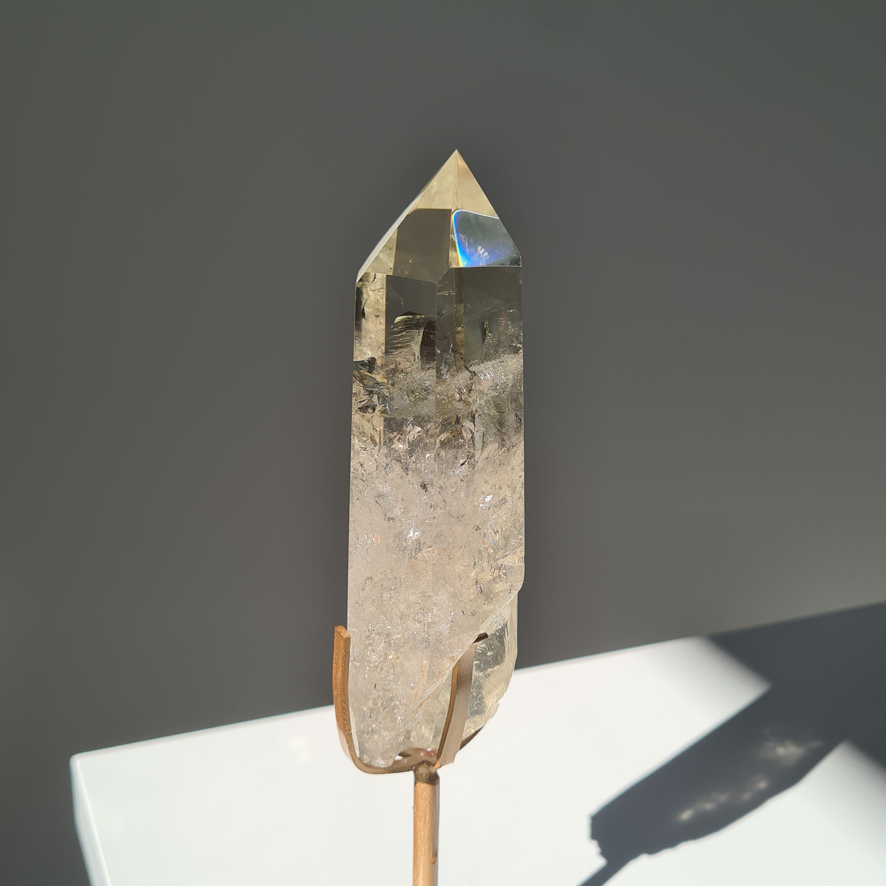 Citrine Crystal Wand With stand | Light Shade | C | Appx 19 cm tall including stand