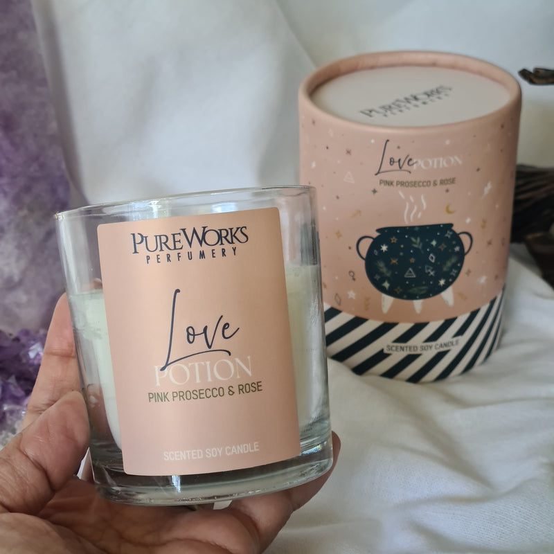 Love Potion Ritual Spell Candle | Pink Prosecco & Rose | Small
