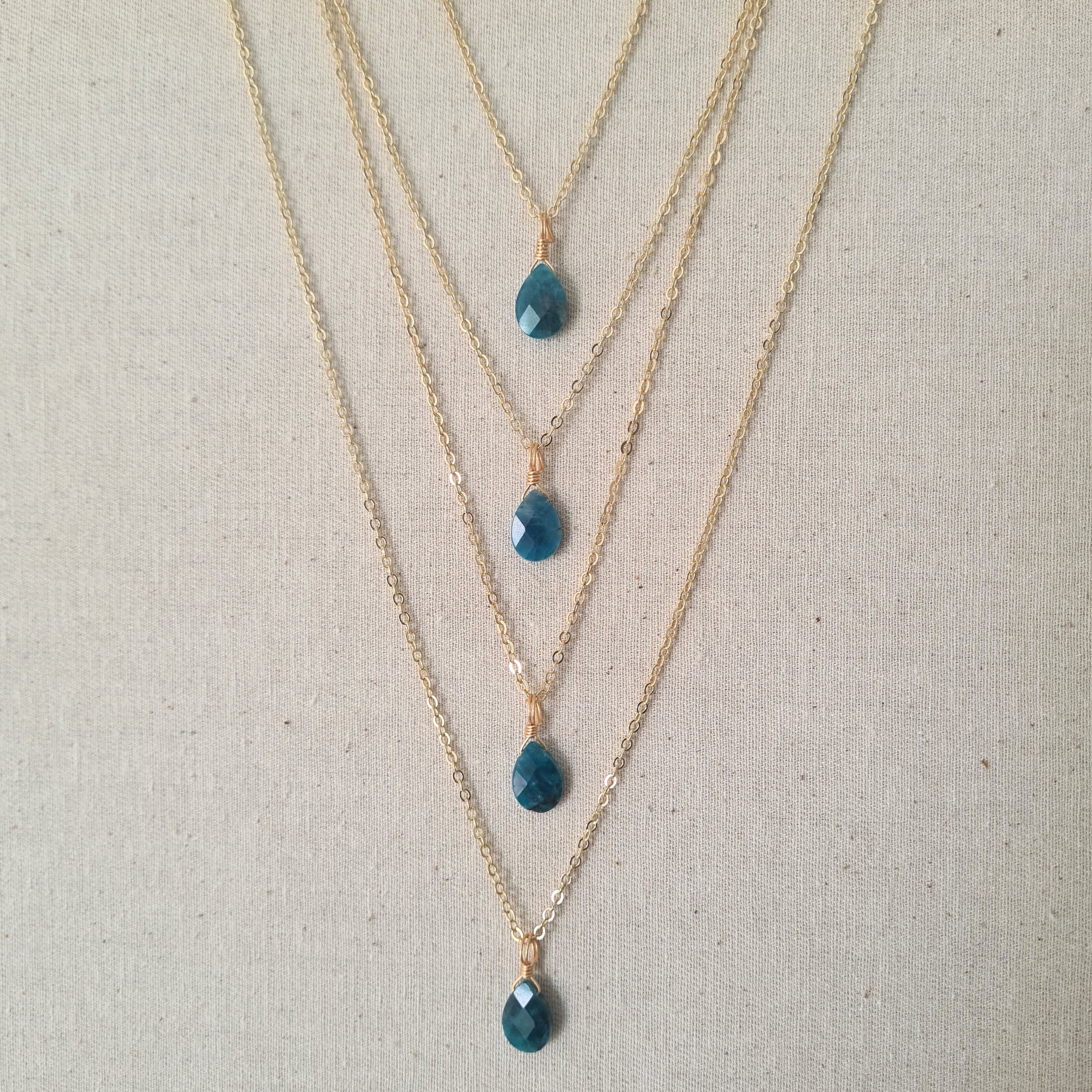 'Blue Apatite' Necklace ~ Peaceful Energy (Gold)