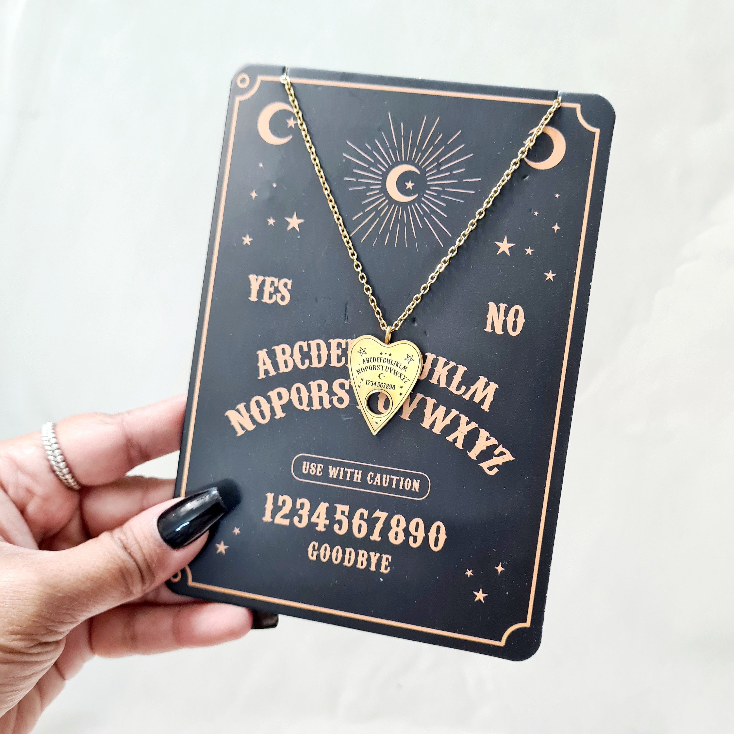 Gold Tone Talking Board Planchette Necklace