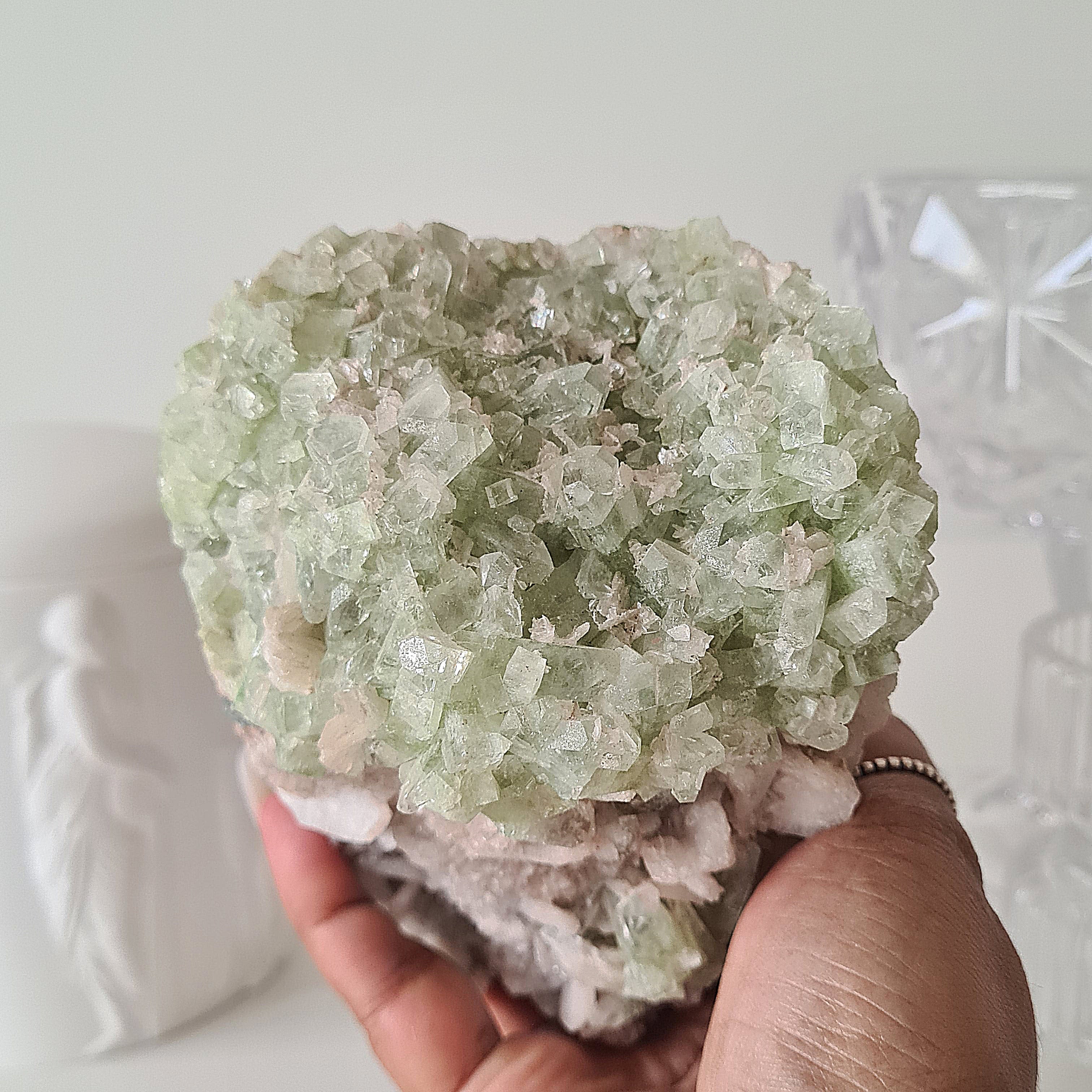 Skull Carving with Apophyllite & Stilbite inclusion