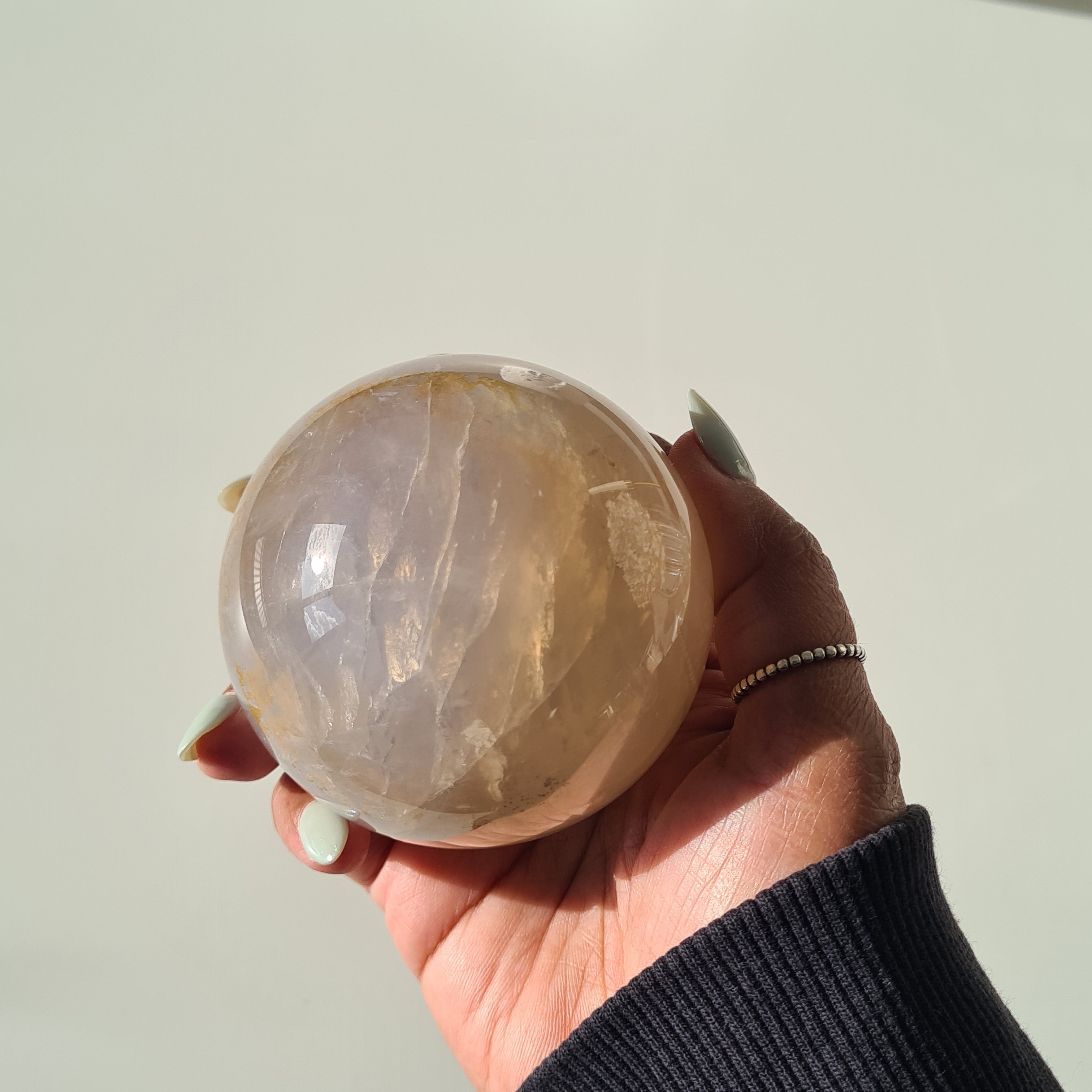 Blue Rose Quartz Sphere with stand | A | 450 g