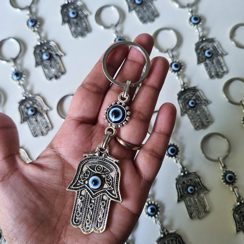 Evil Eye Key Chain ~ Hamsa Hand With Fish Eye design
