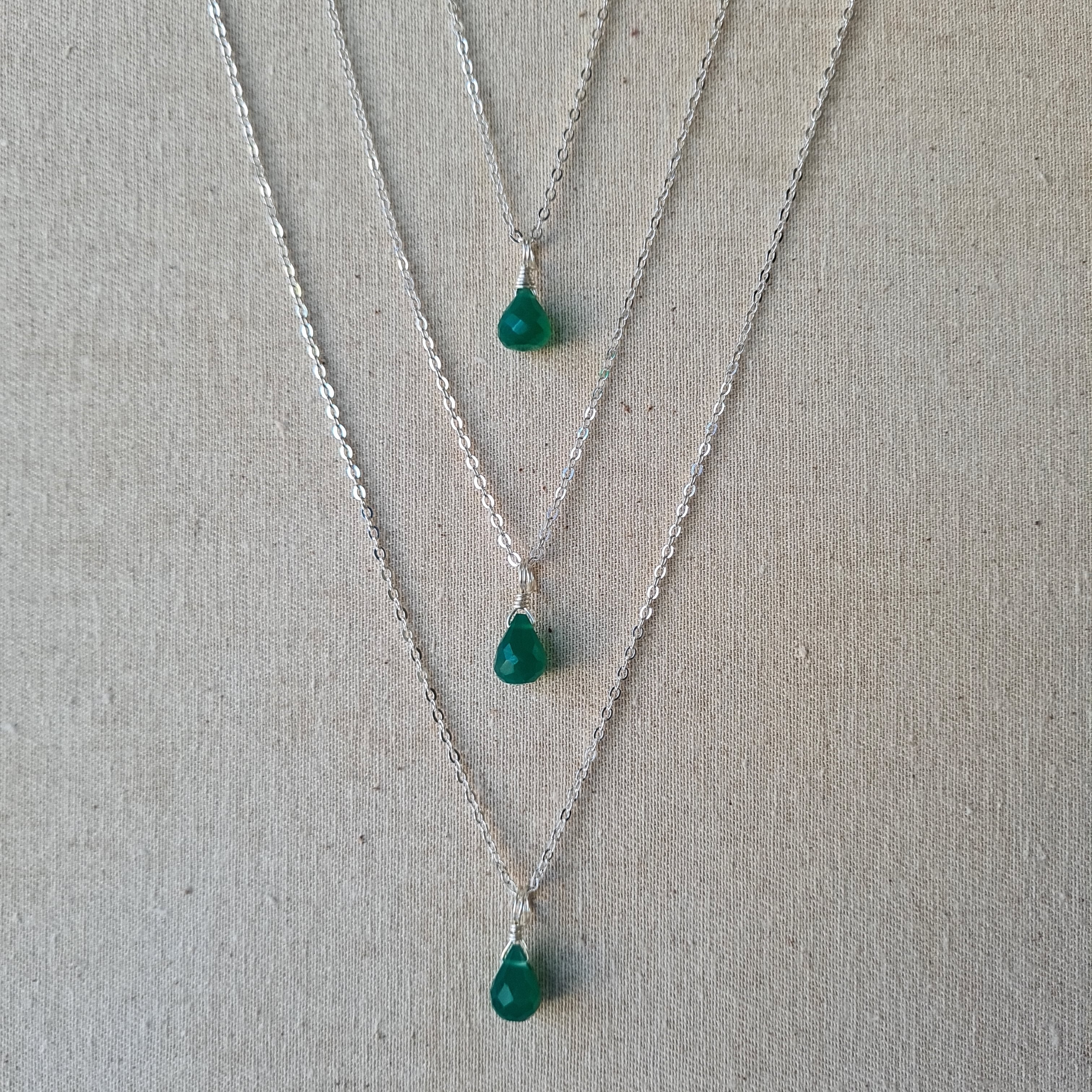 Green Onyx Necklace ~ Comfort (Silver)