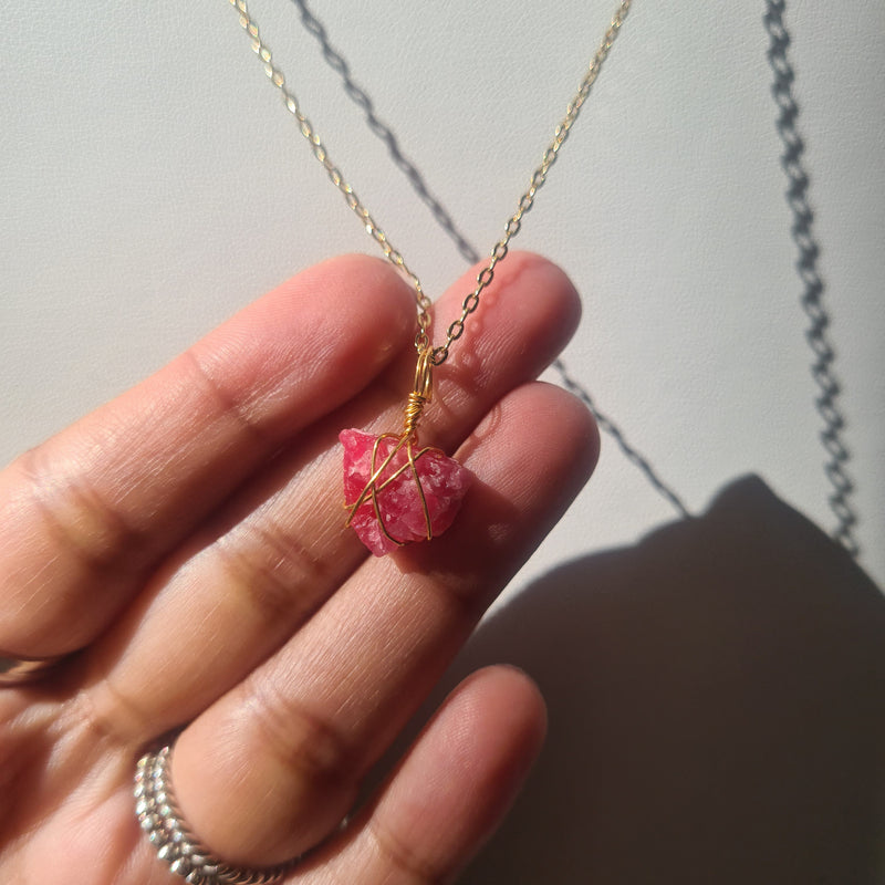 Rhodochrosite Necklace~ Gold Tone