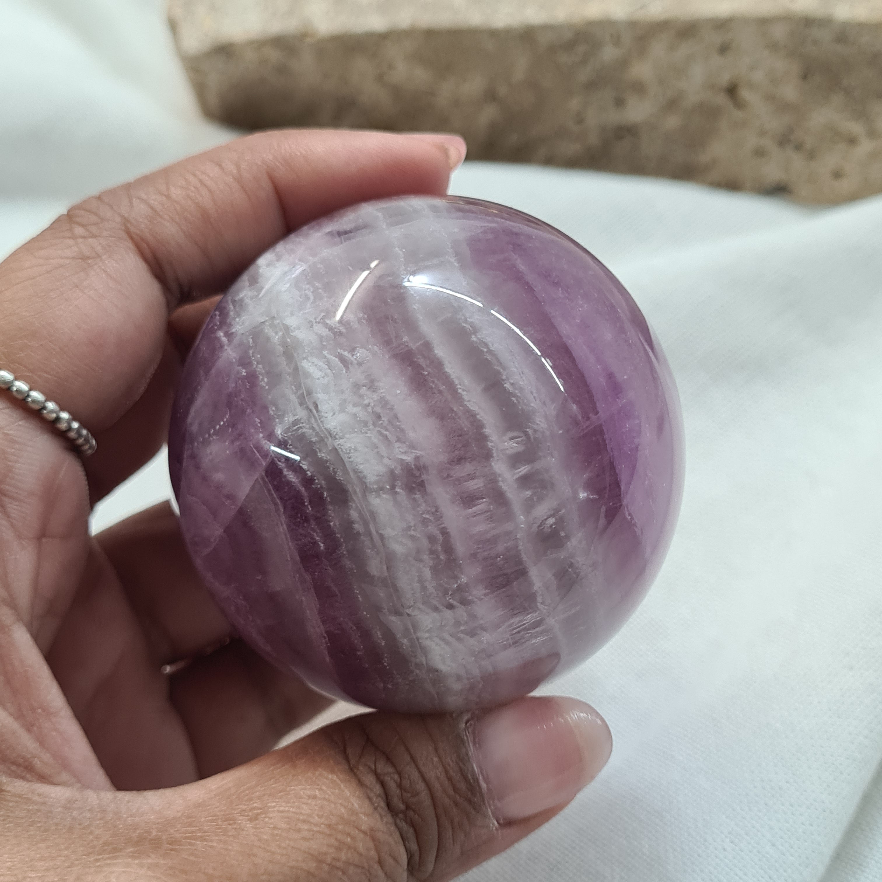 Lilac Fluorite Sphere with brass stand | 263 g