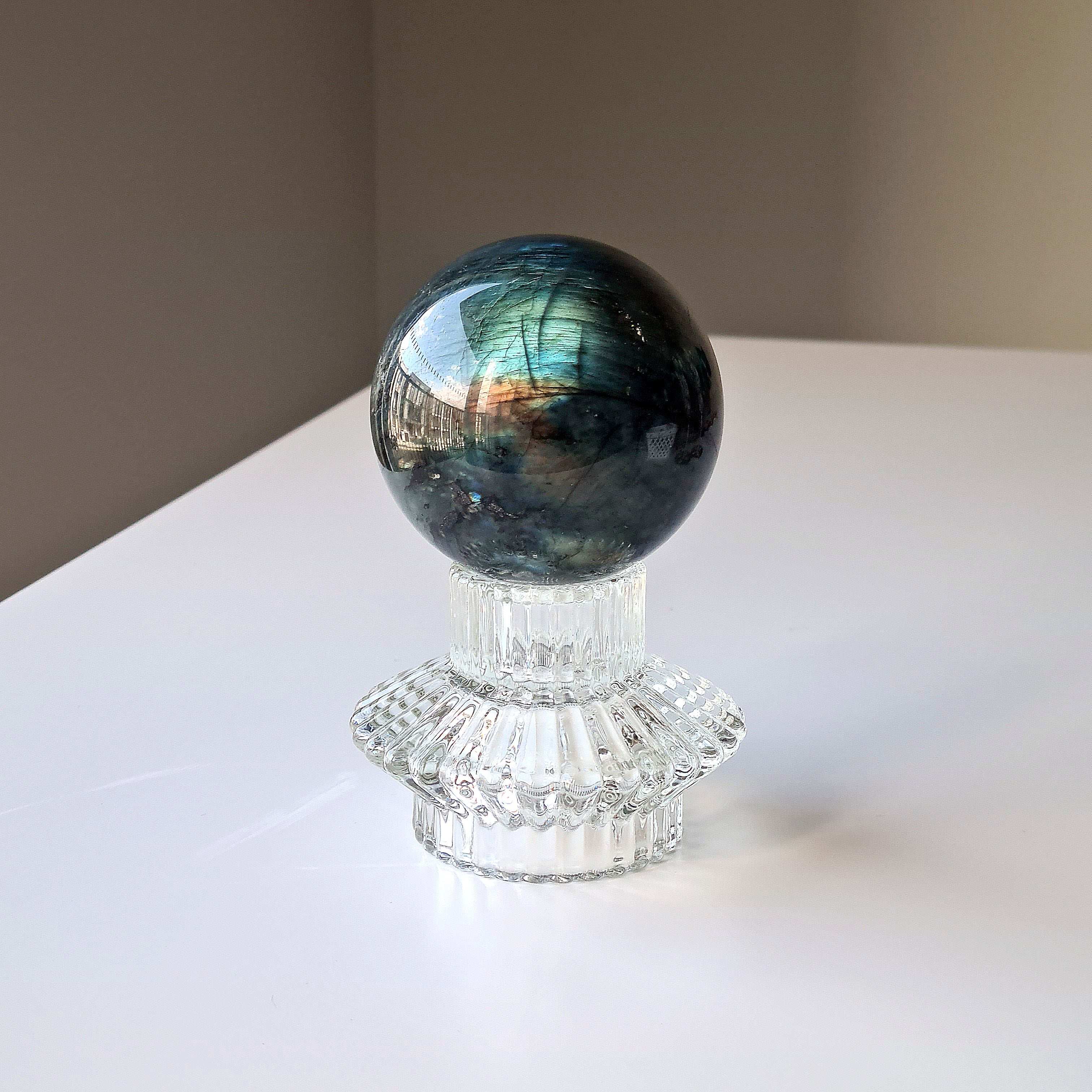 Labradorite Crystal Sphere With Stand | Piece E