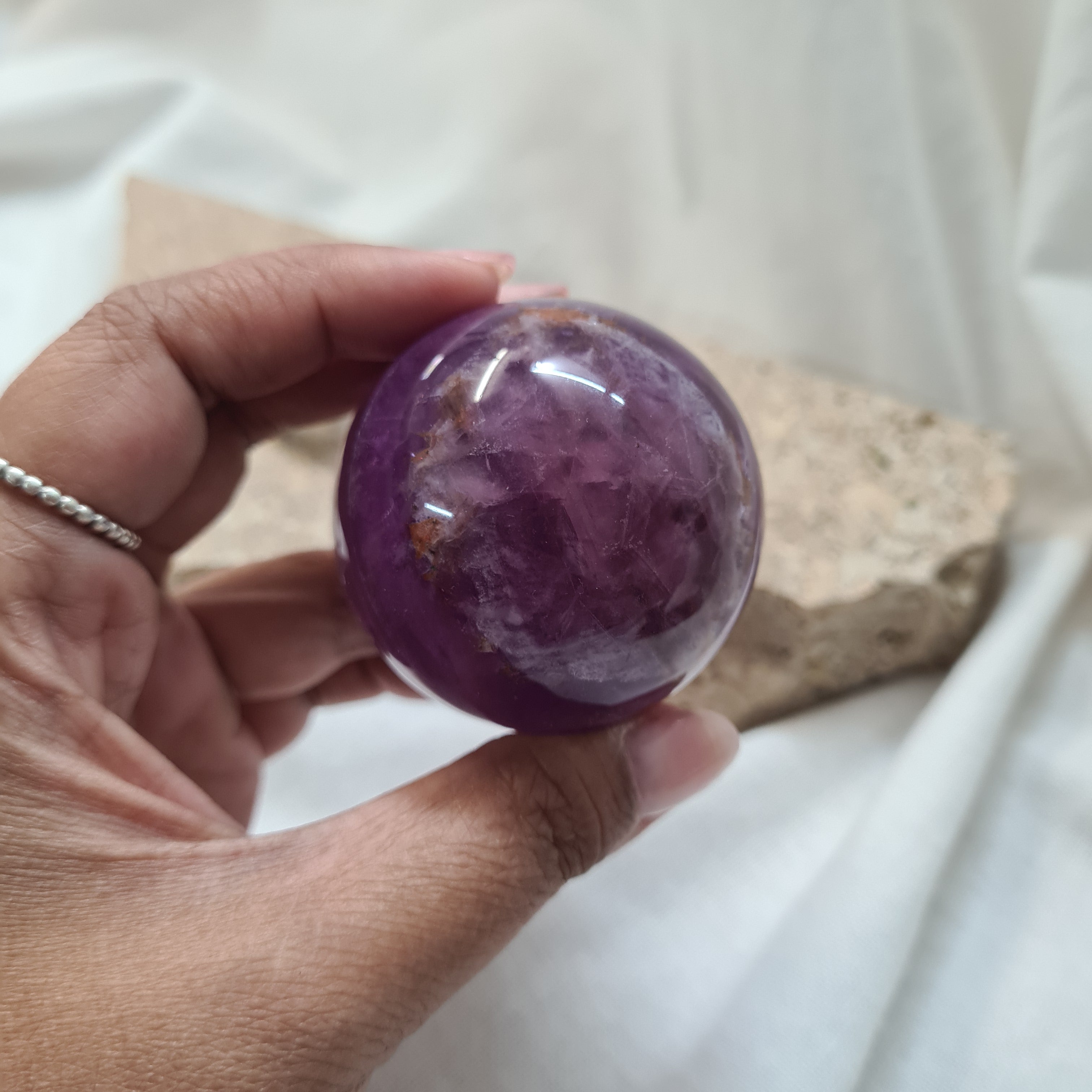 Purple Fluorite Sphere with brass stand | 182 g