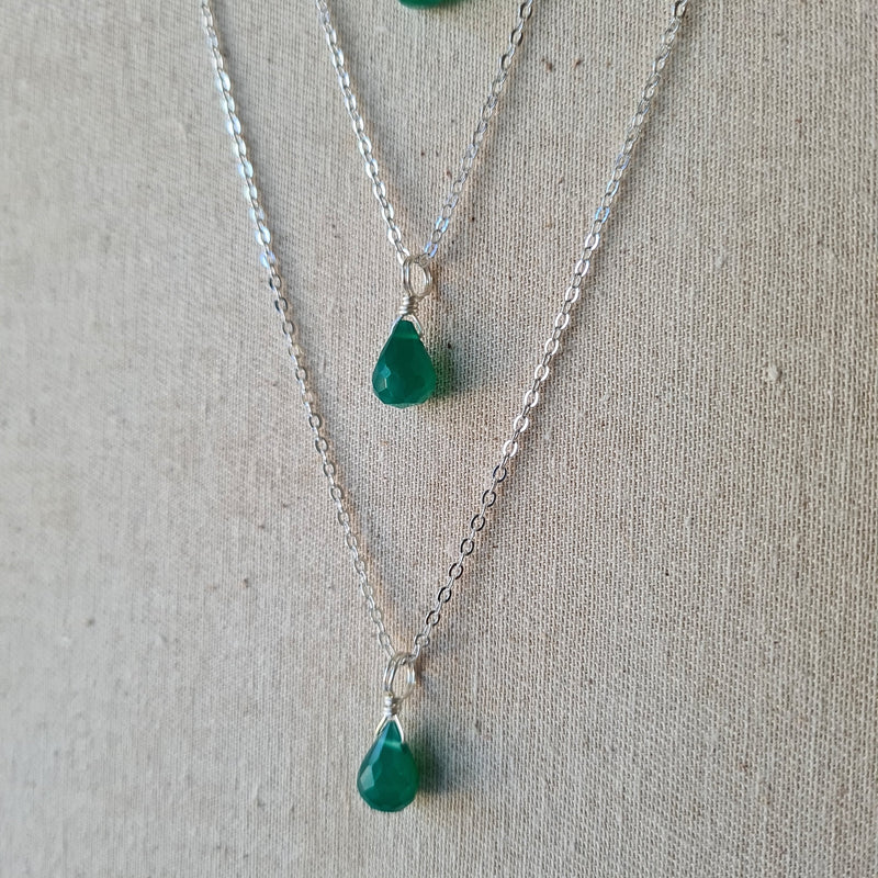 Green Onyx Necklace ~ Comfort (Silver)
