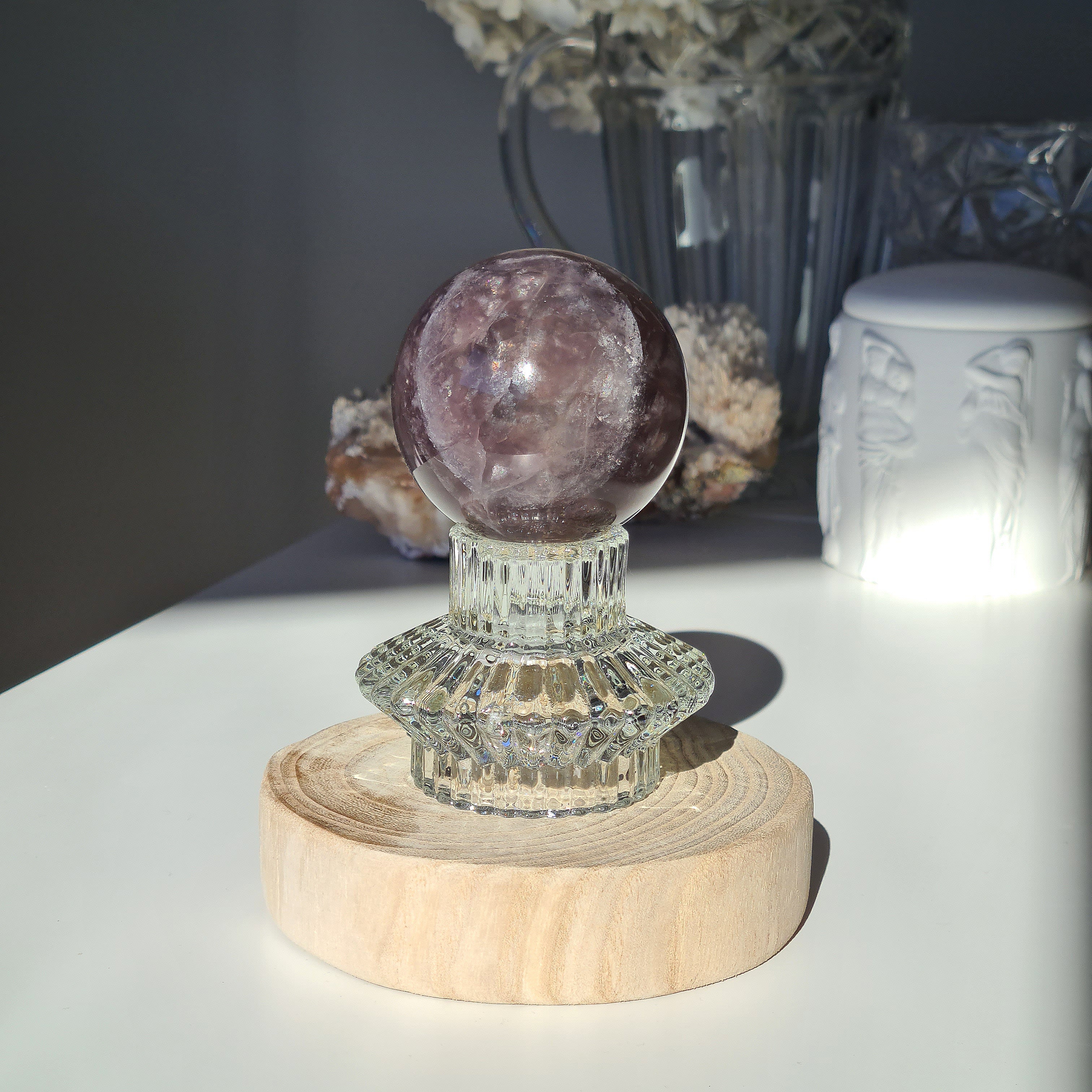Mica Fluorite Crystal Sphere With Stand | 429 g