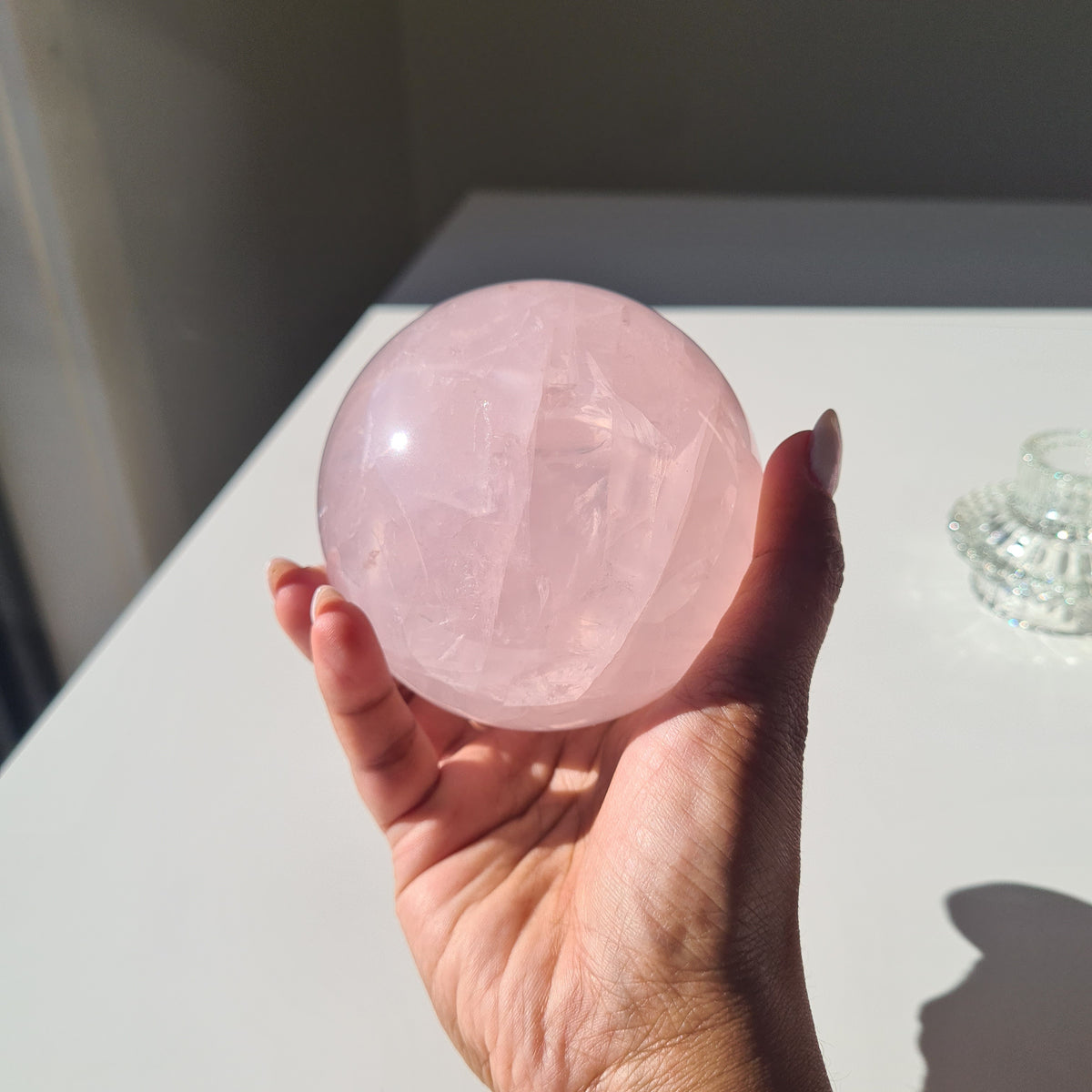Rose Quartz Sphere 🍬 | With Sphere Stand