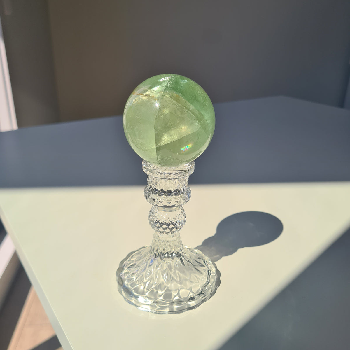 Fairy Dream Frozen Lake Fluorite Crystal Sphere With Stand | F