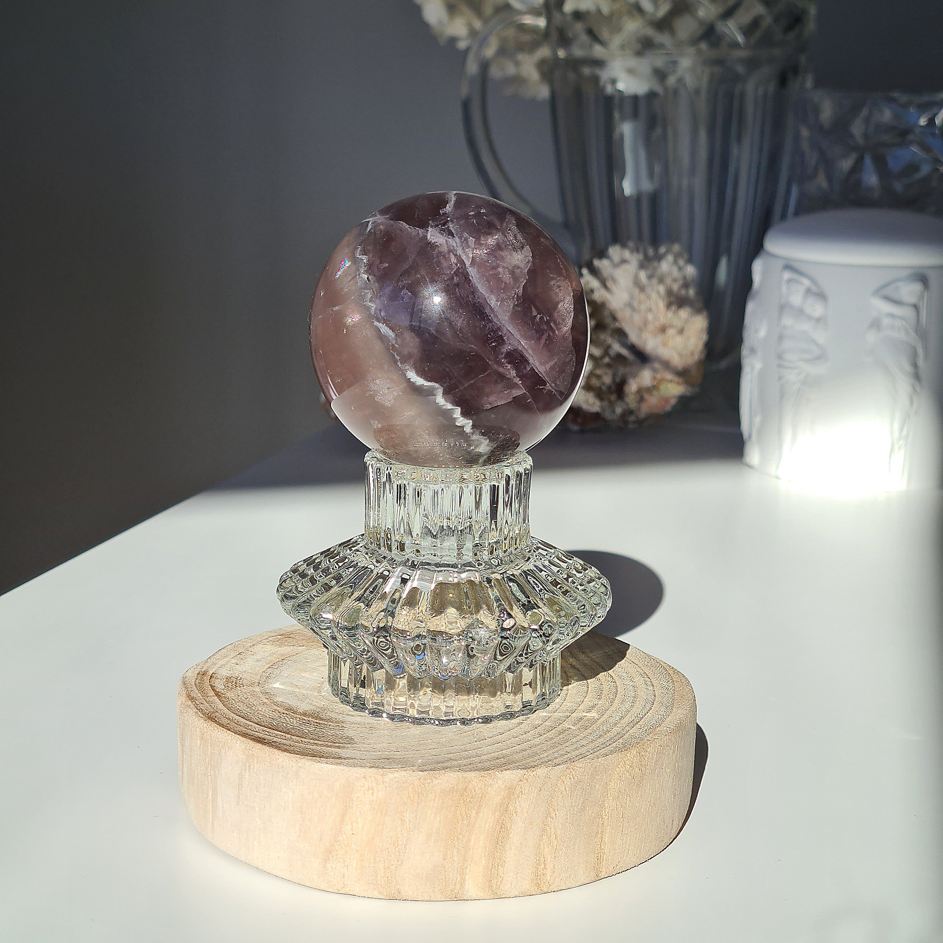 Mica Fluorite Crystal Sphere With Stand | 429 g