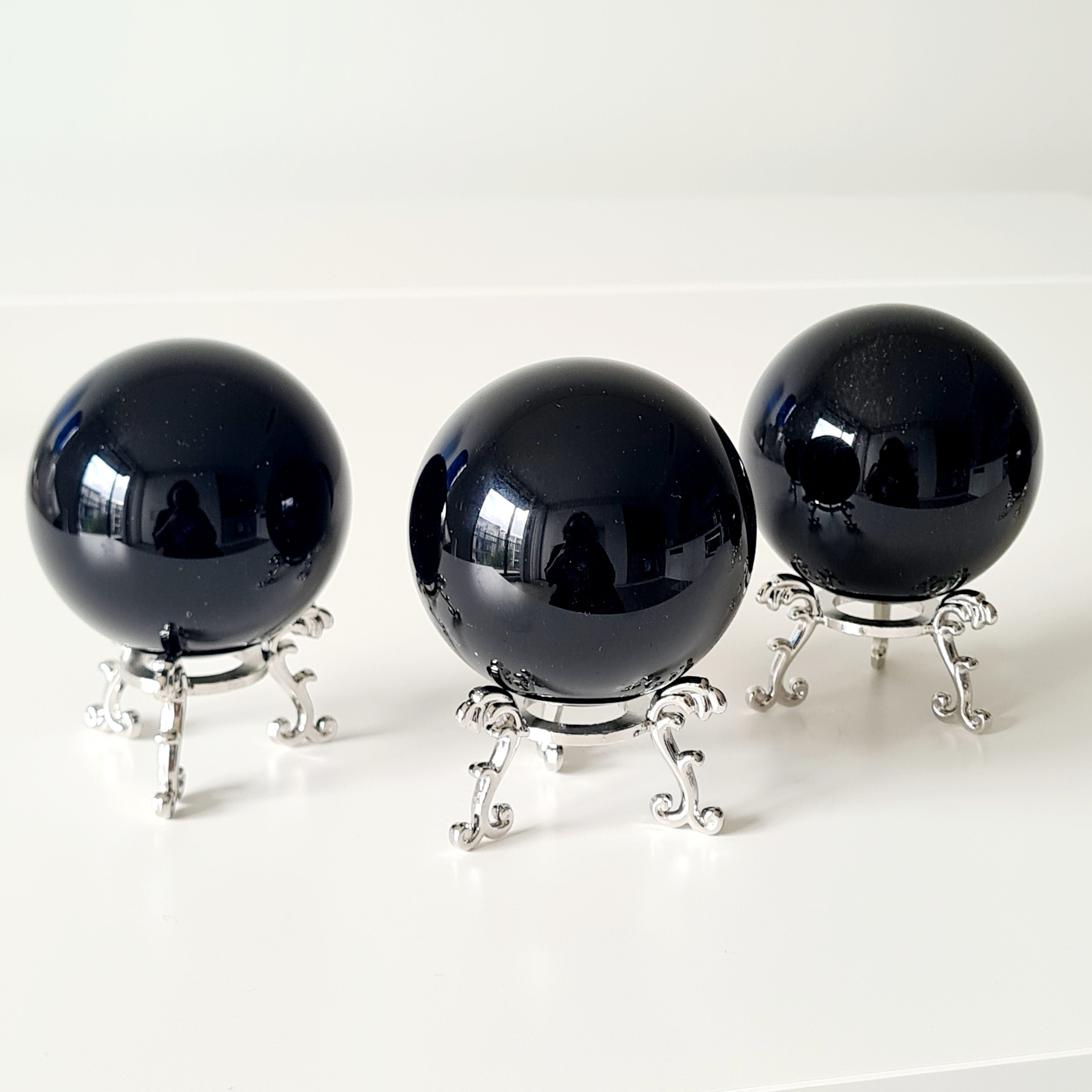 Black Obsidian Sphere | 1 piece with stand | 300 g