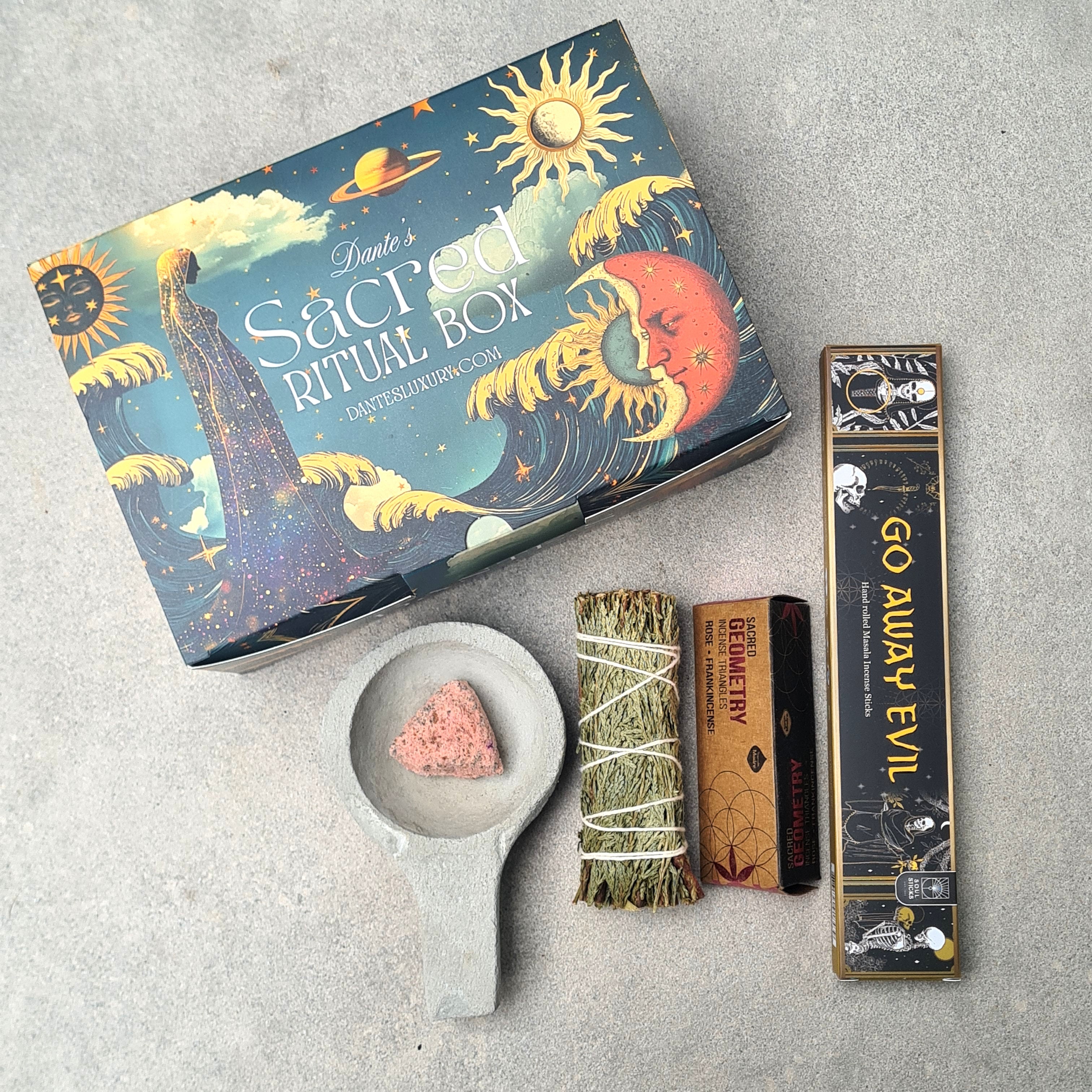 Sacred Cedar Cleansing Ritual Kit – Smudge Stick, Handmade Burner & Protective Incense Set