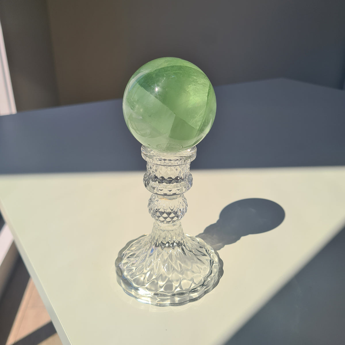Fairy Dream Frozen Lake Fluorite Crystal Sphere With Stand | E