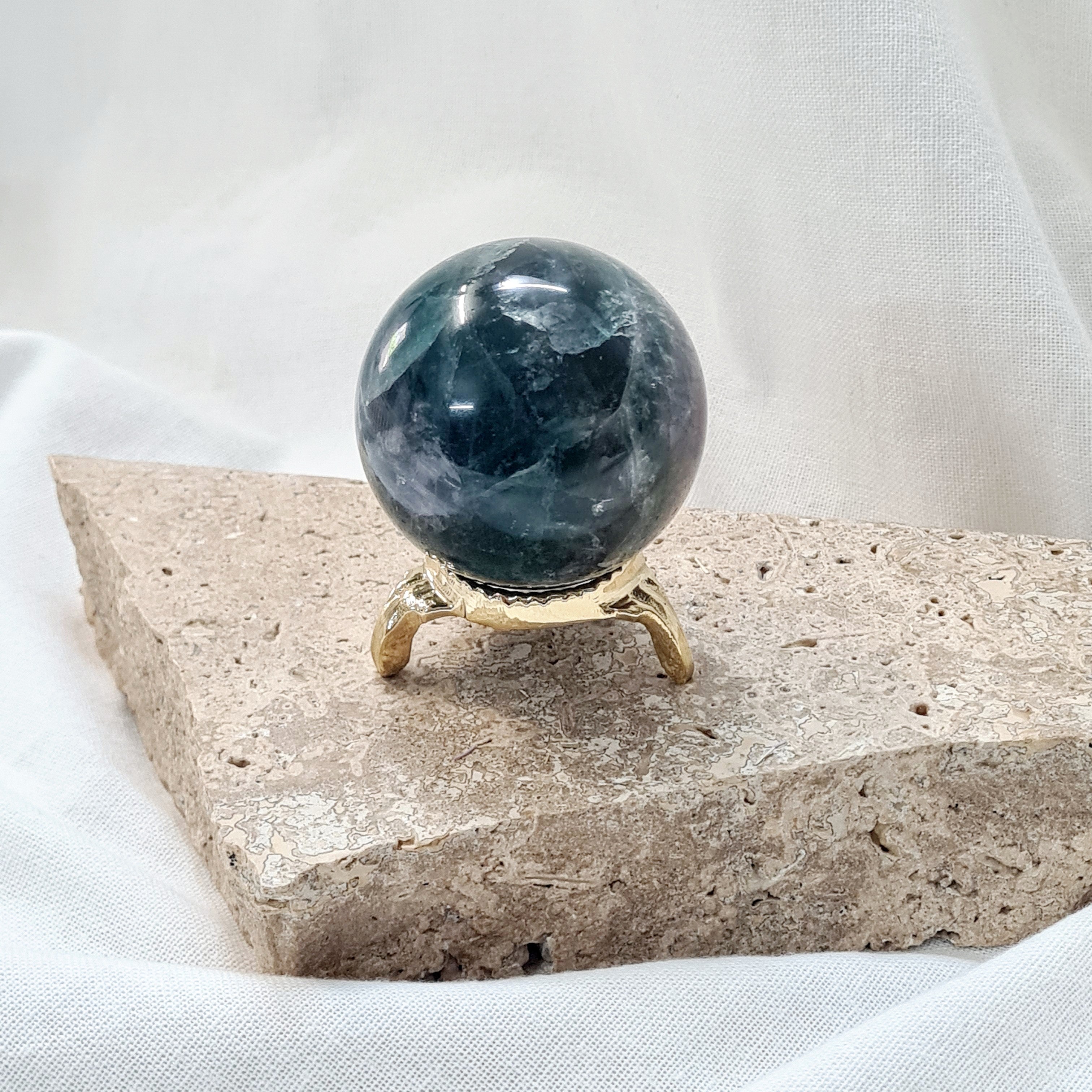 Rainbow Fluorite Sphere with brass stand | 232 g