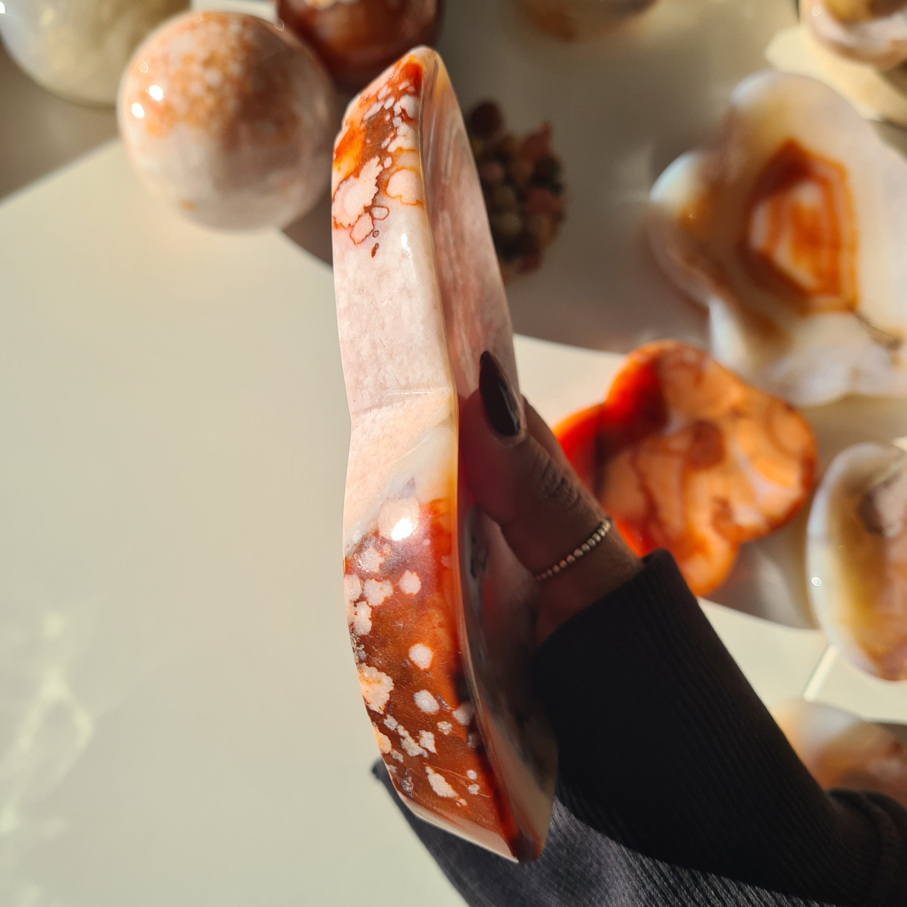 Carnelian Flower Agate Bowl | I | 14 cm