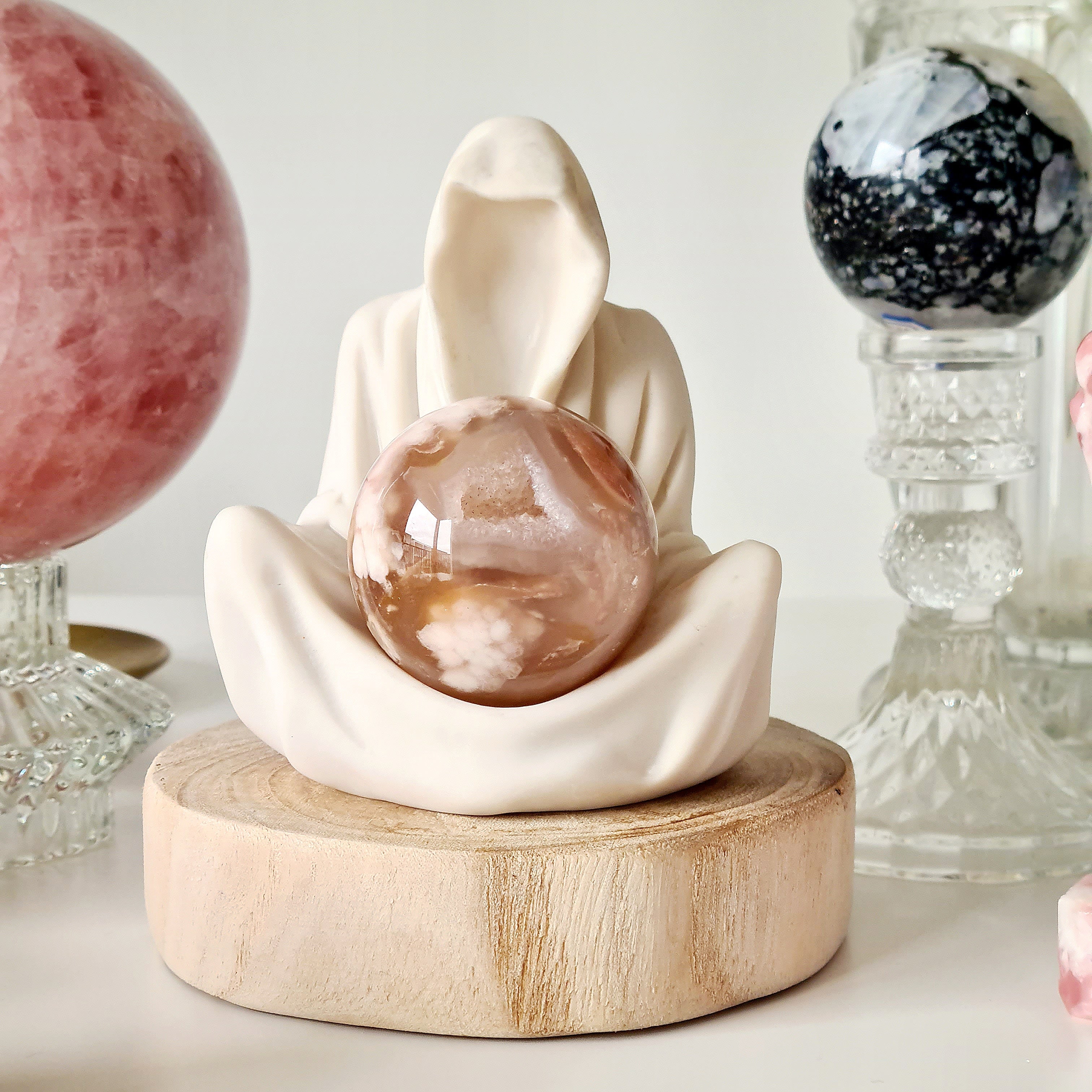 Gate Keeper with Flower Agate Sphere | 12