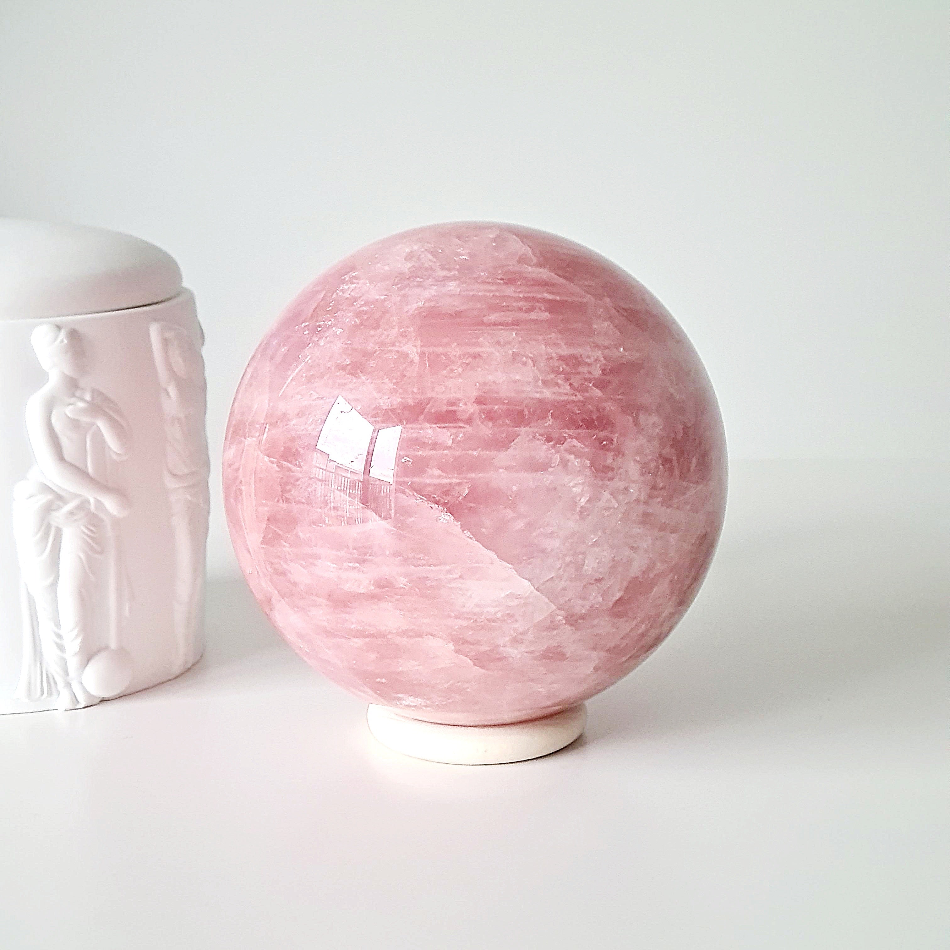 Large Rose Quartz Crystal Sphere | 1.9 kg | Appx 10 cm