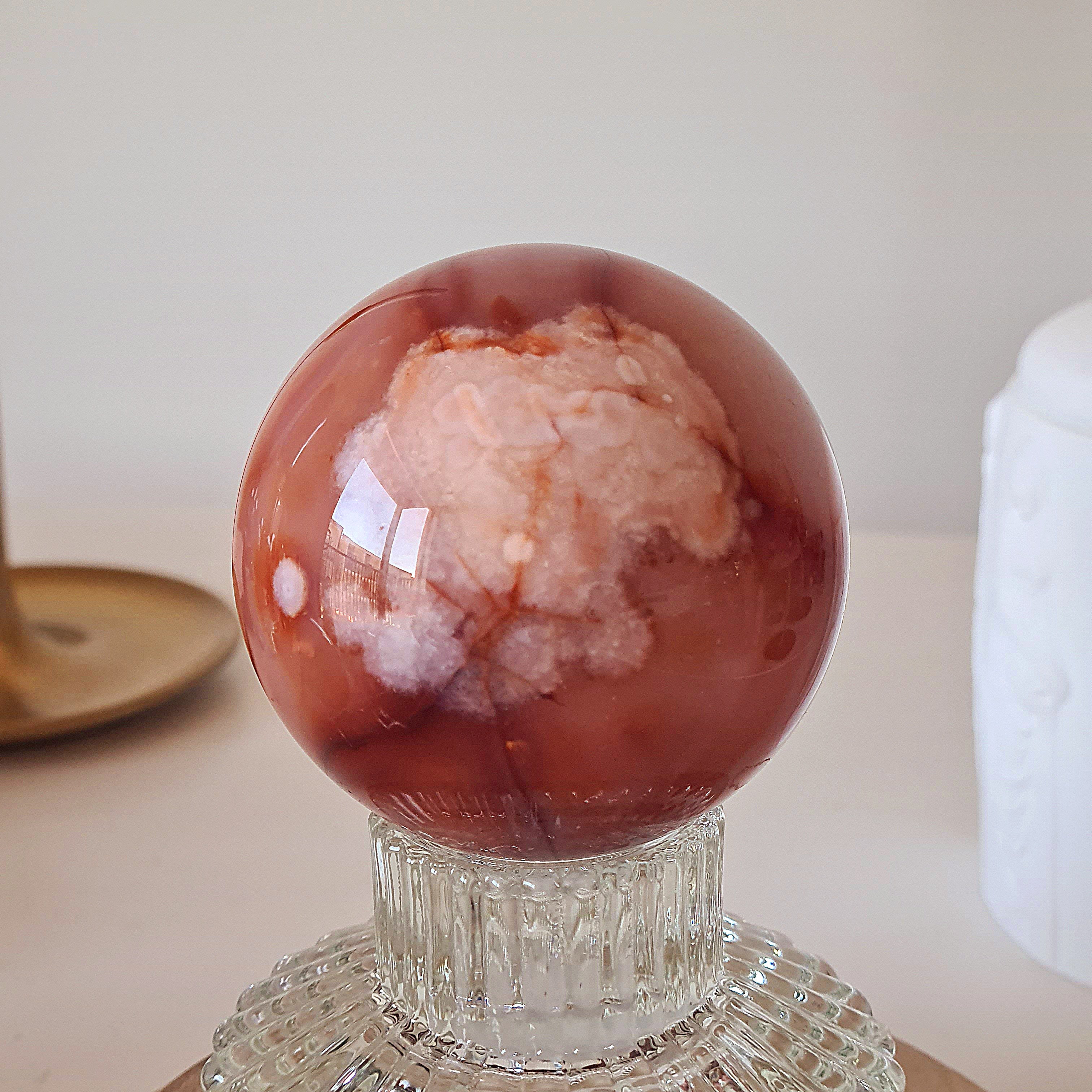 Carnelian Flower Agate Sphere | B | Appx 5.9 cm