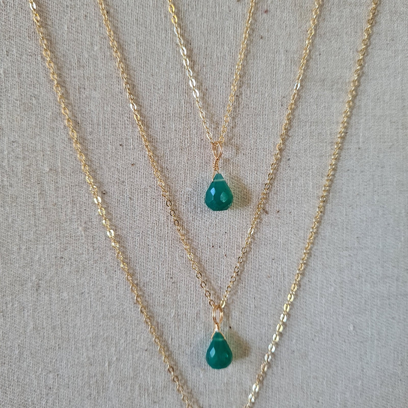 Green Onyx Necklace ~ Comfort (Gold)