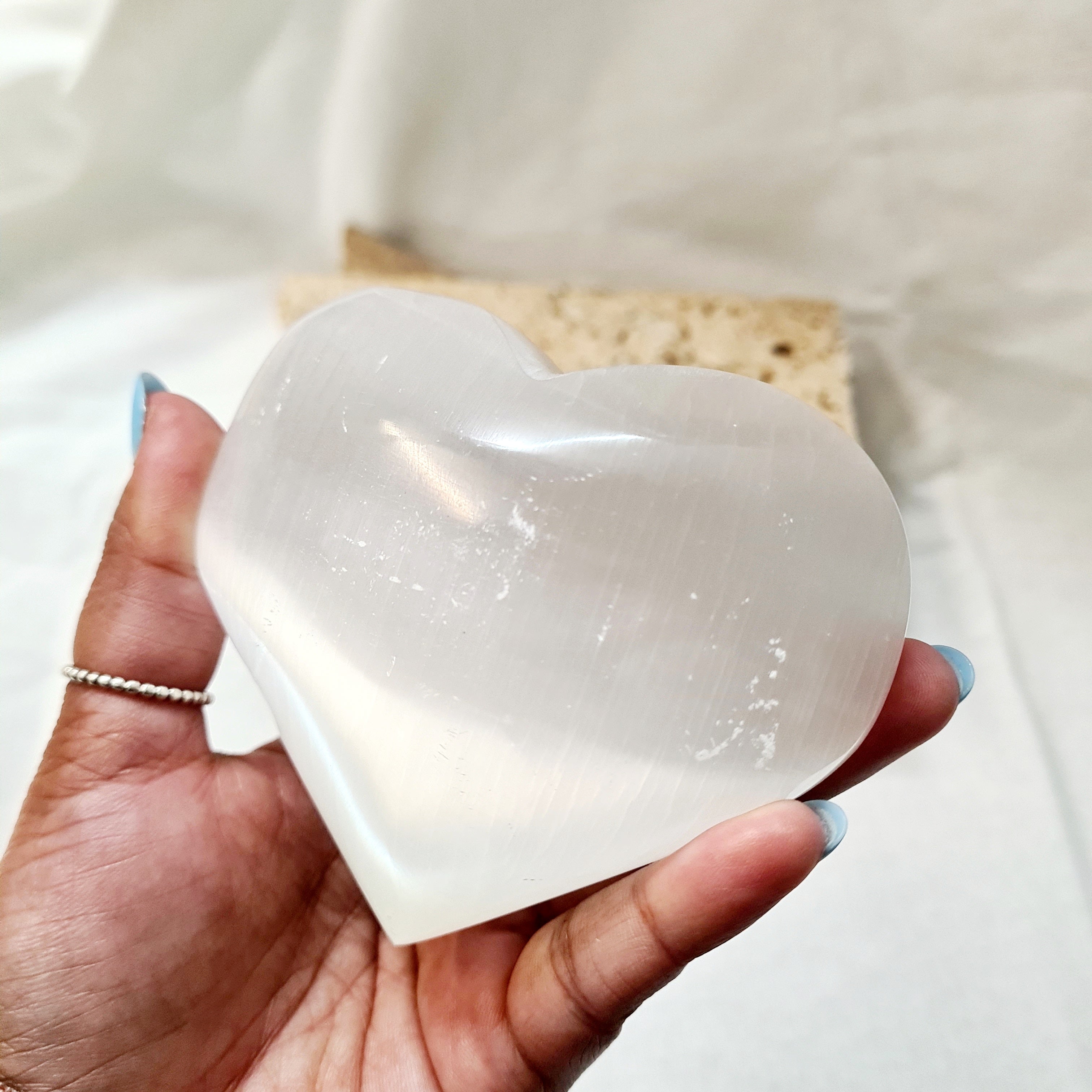 Selenite Puffy Heart | 8 cm