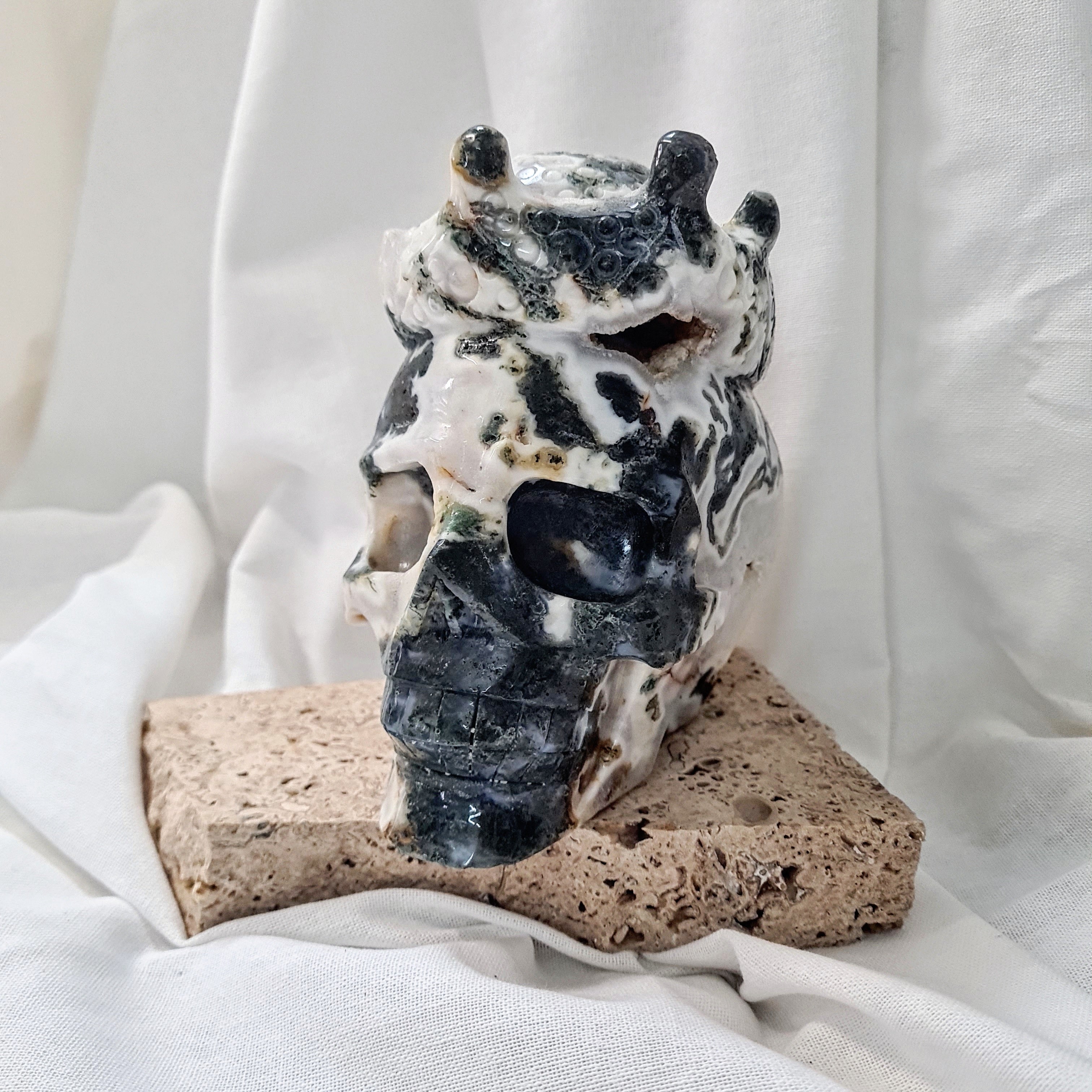 Moss Agate Skull | One of a kind