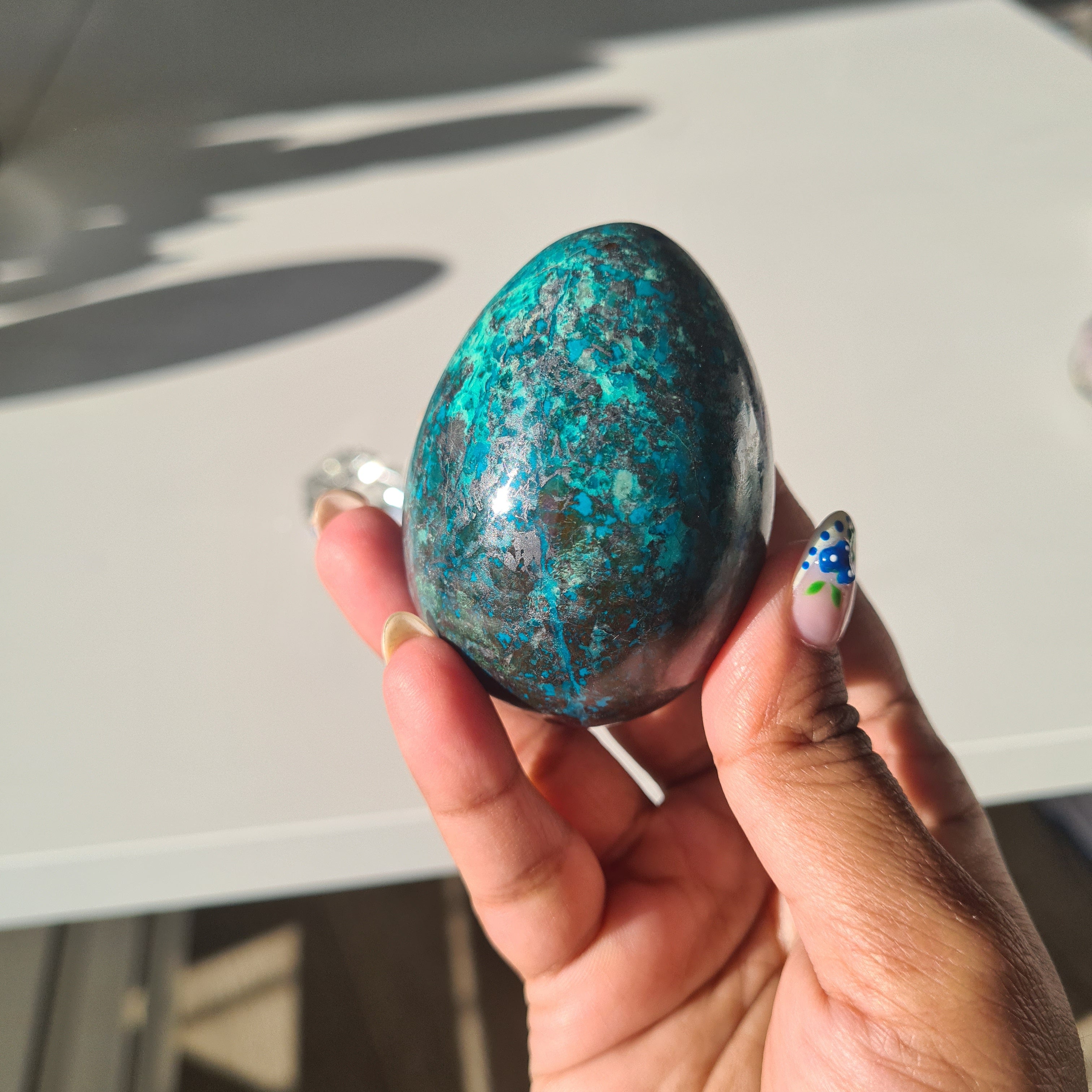 Chrysocolla Crystal Egg 🥚 With acrylic mini stand
