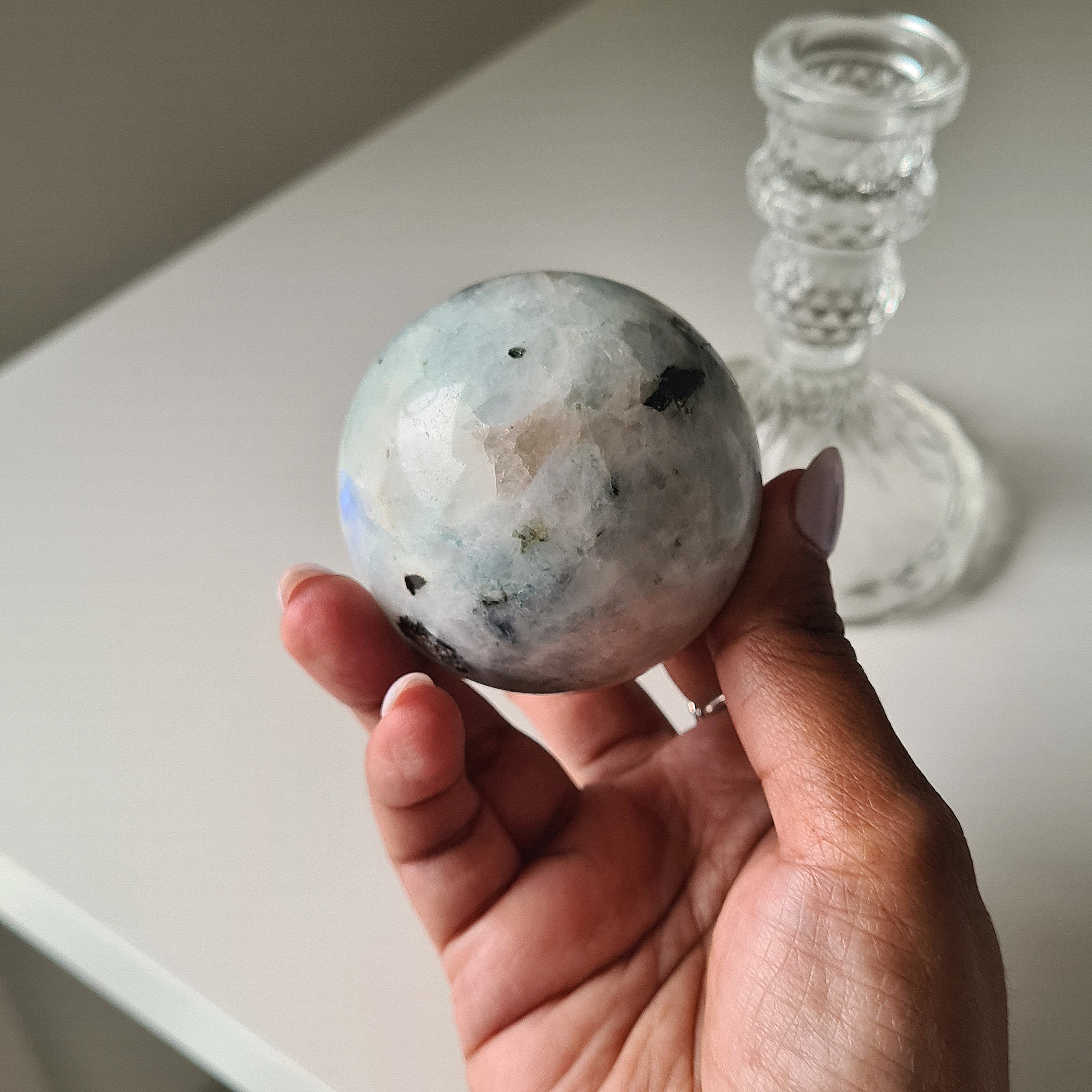 Moonstone 🌙 Sphere with stand | A | 5.4 cm Sphere