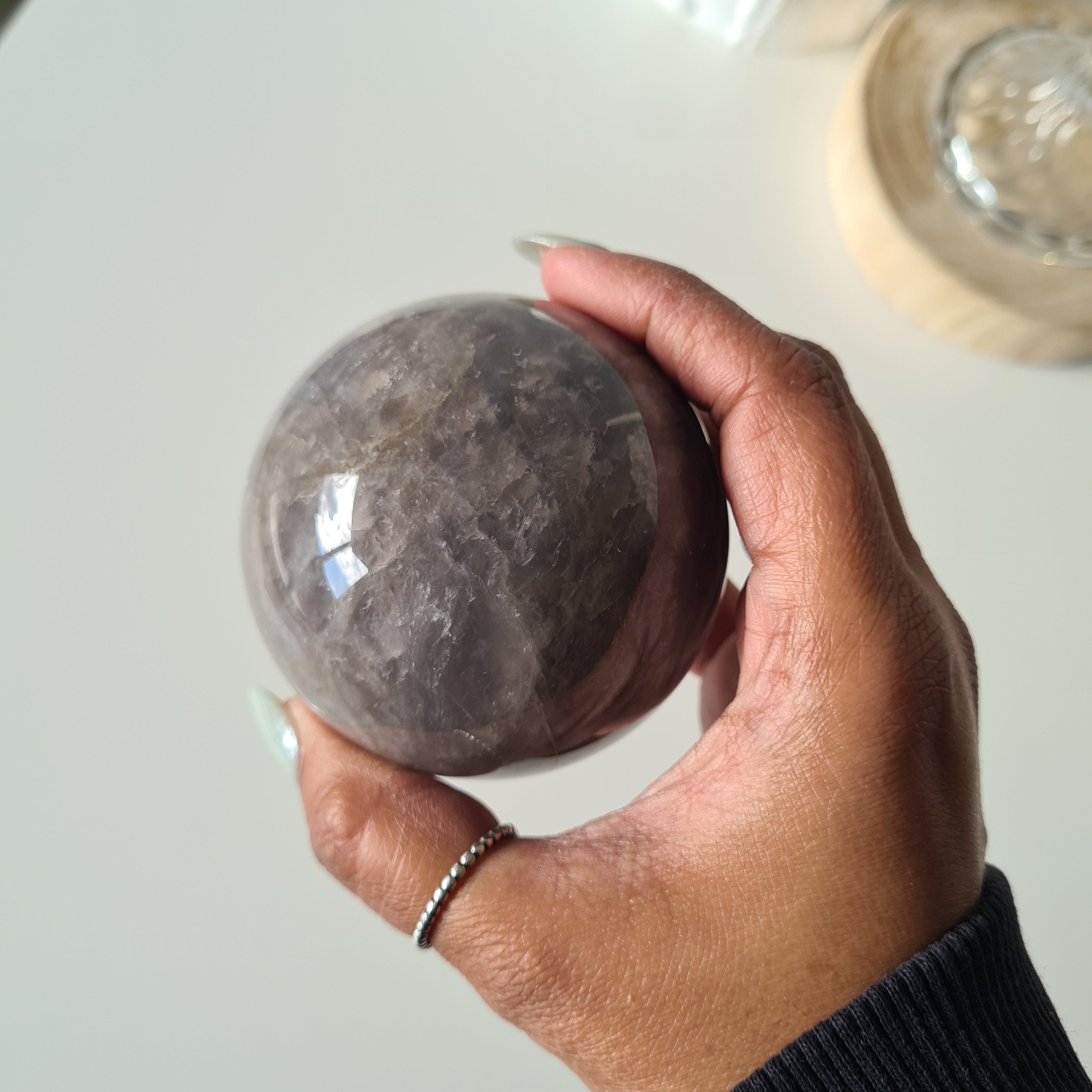 Blue Rose Quartz Sphere with stand | C | 430 g