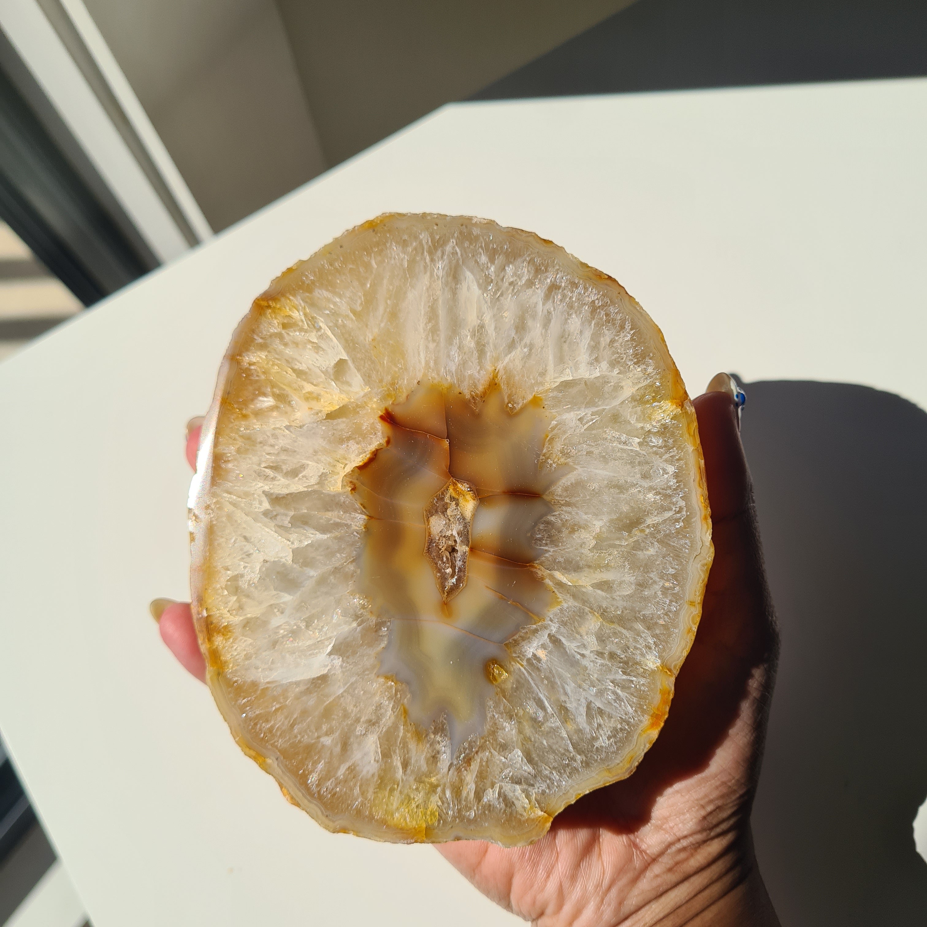 Creamy Agate Slice | One Side Polished | 500 g | 12.8 cm