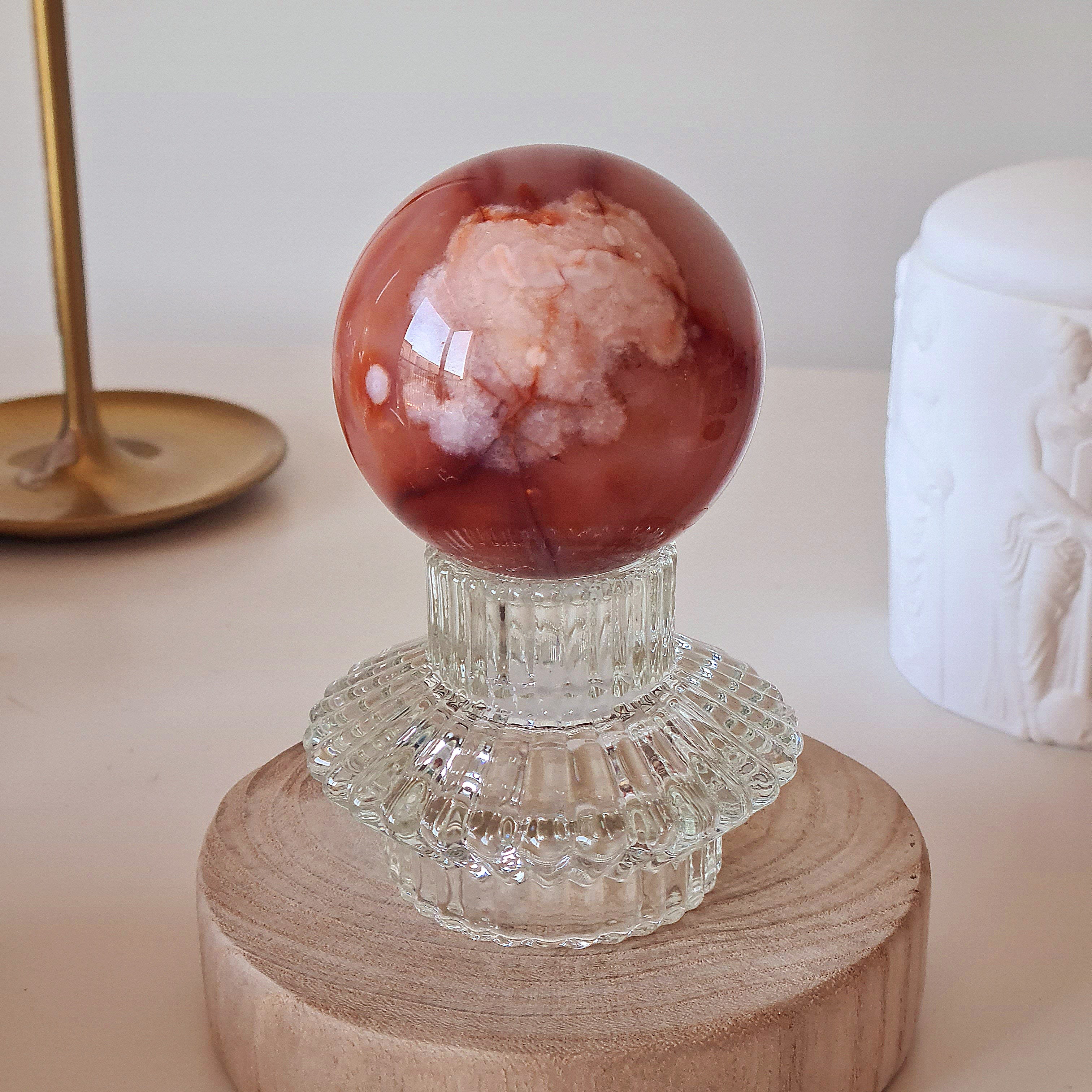 Carnelian Flower Agate Sphere | B | Appx 5.9 cm