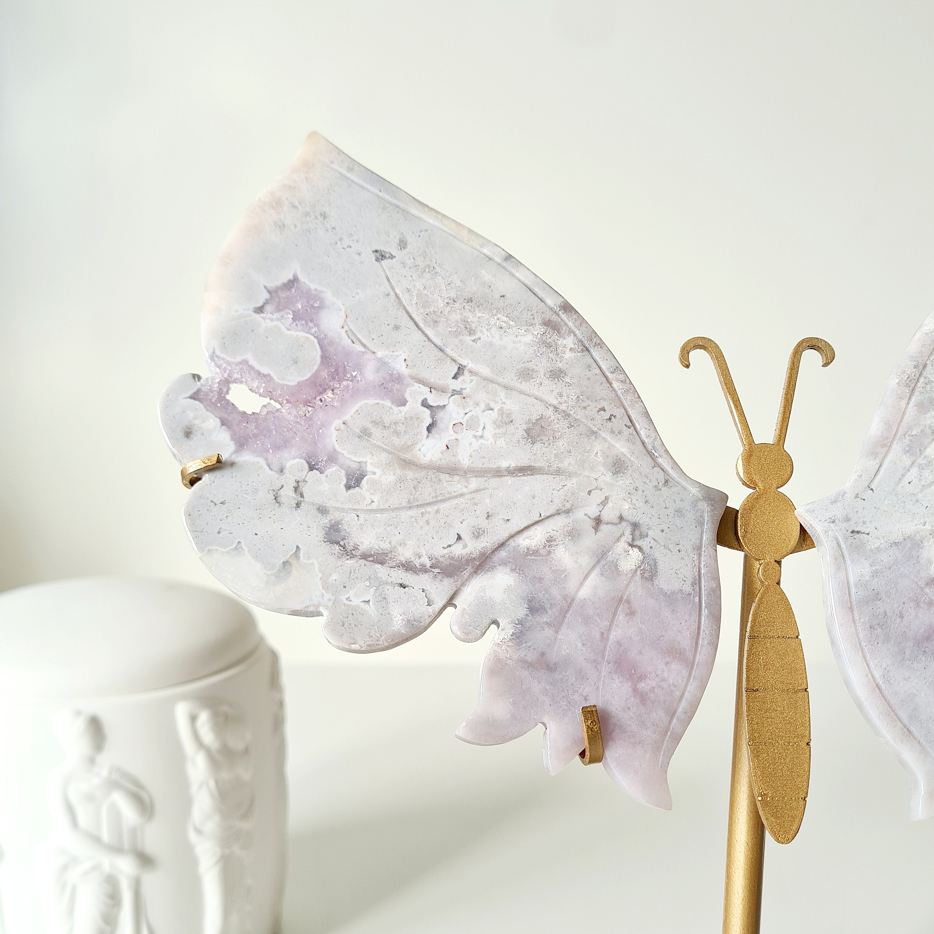 Flower Agate Butterfly 🦋 | 23 cm tall with stand