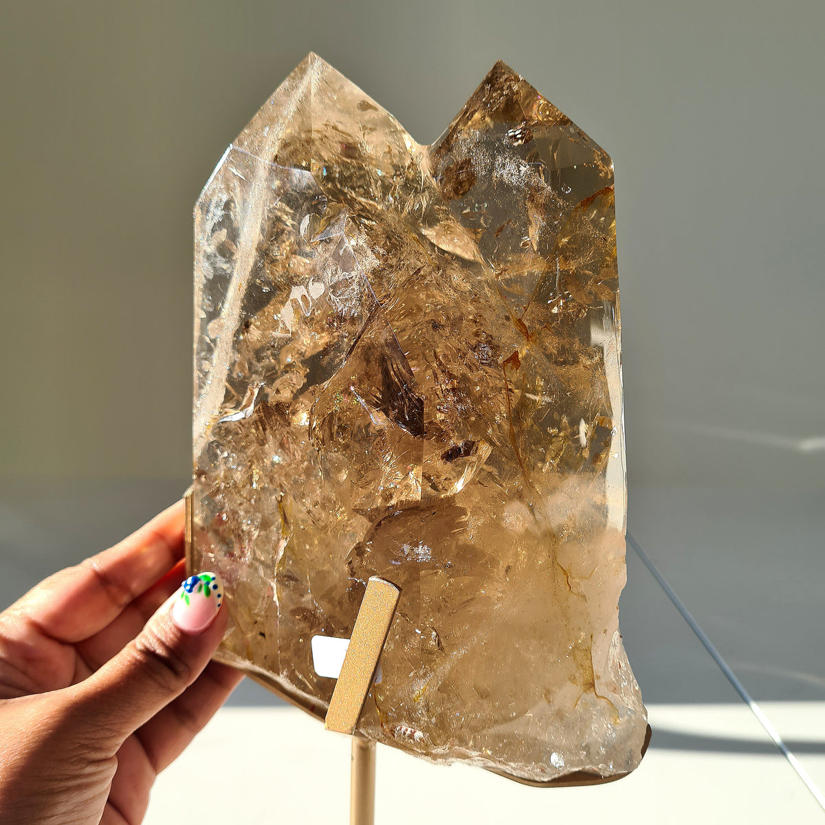 Smokey Citrine Cathedral With Stand| 1.9 kg | Appx 30 cm tall with stand