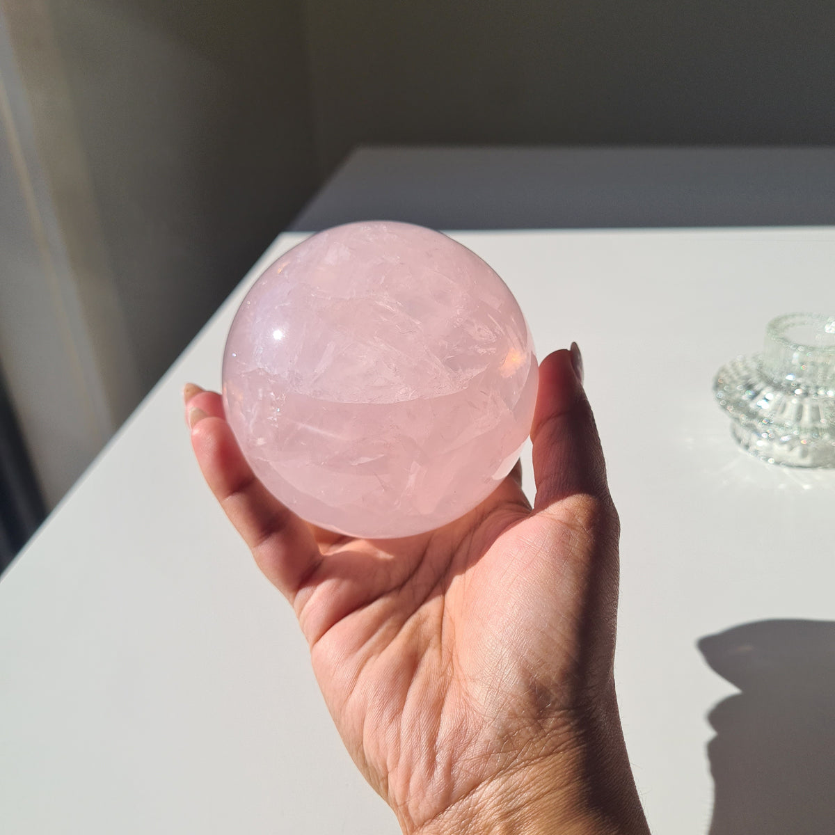 Rose Quartz Sphere 🍬 | With Sphere Stand