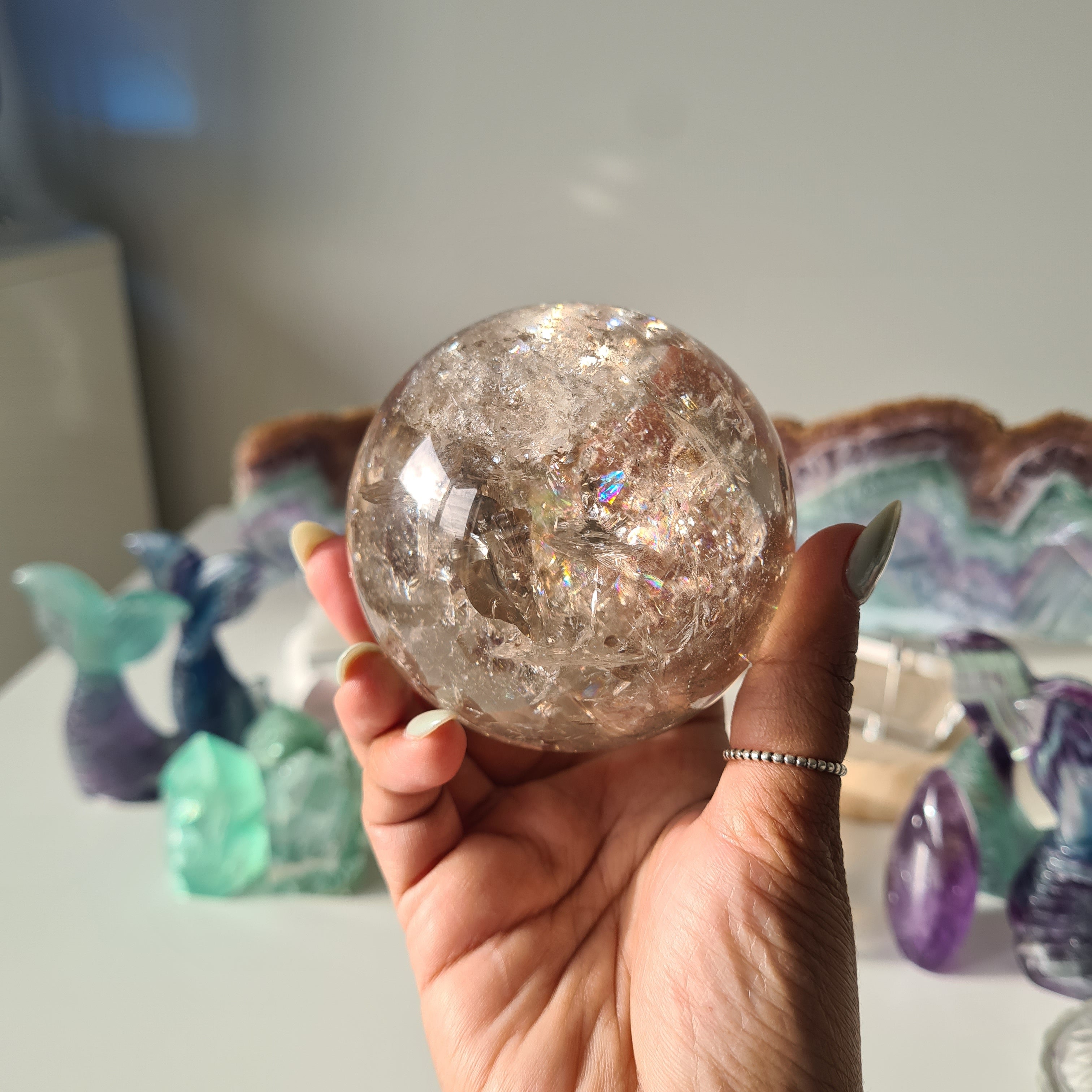 Smokey Citrine Sphere with stand | 600 | 1B