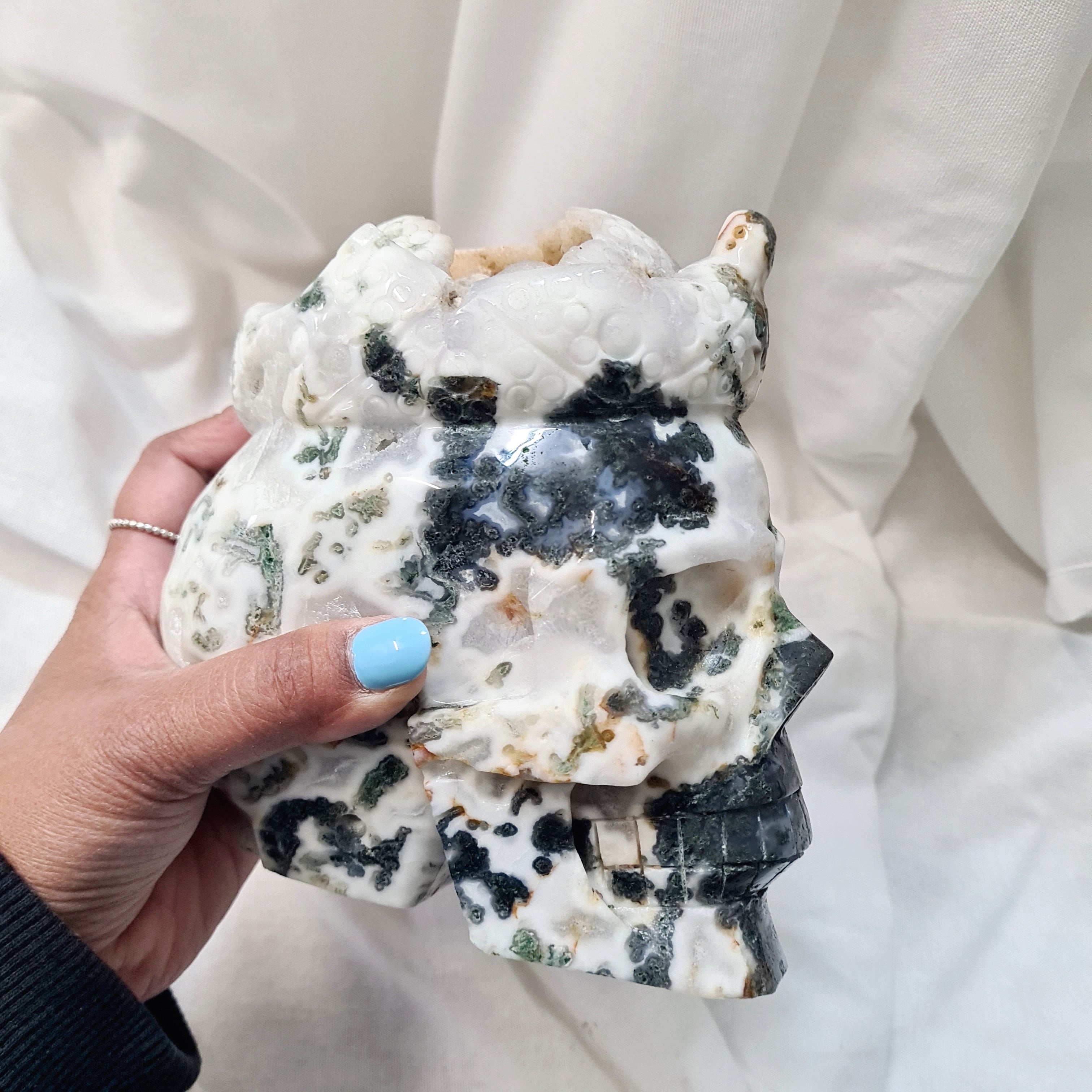 Moss Agate Skull | One of a kind