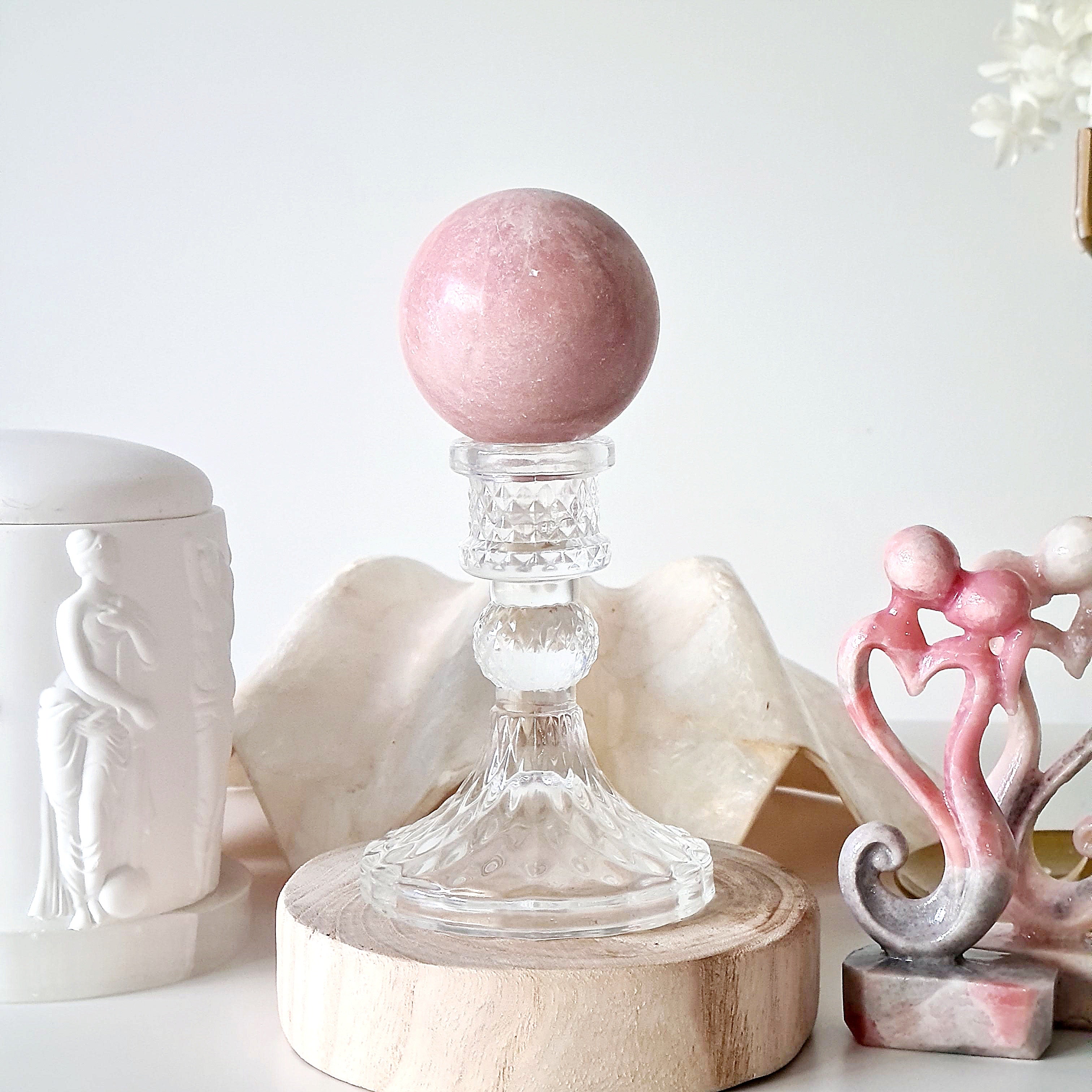 Pink Opal Crystal Sphere with stand | 252 g
