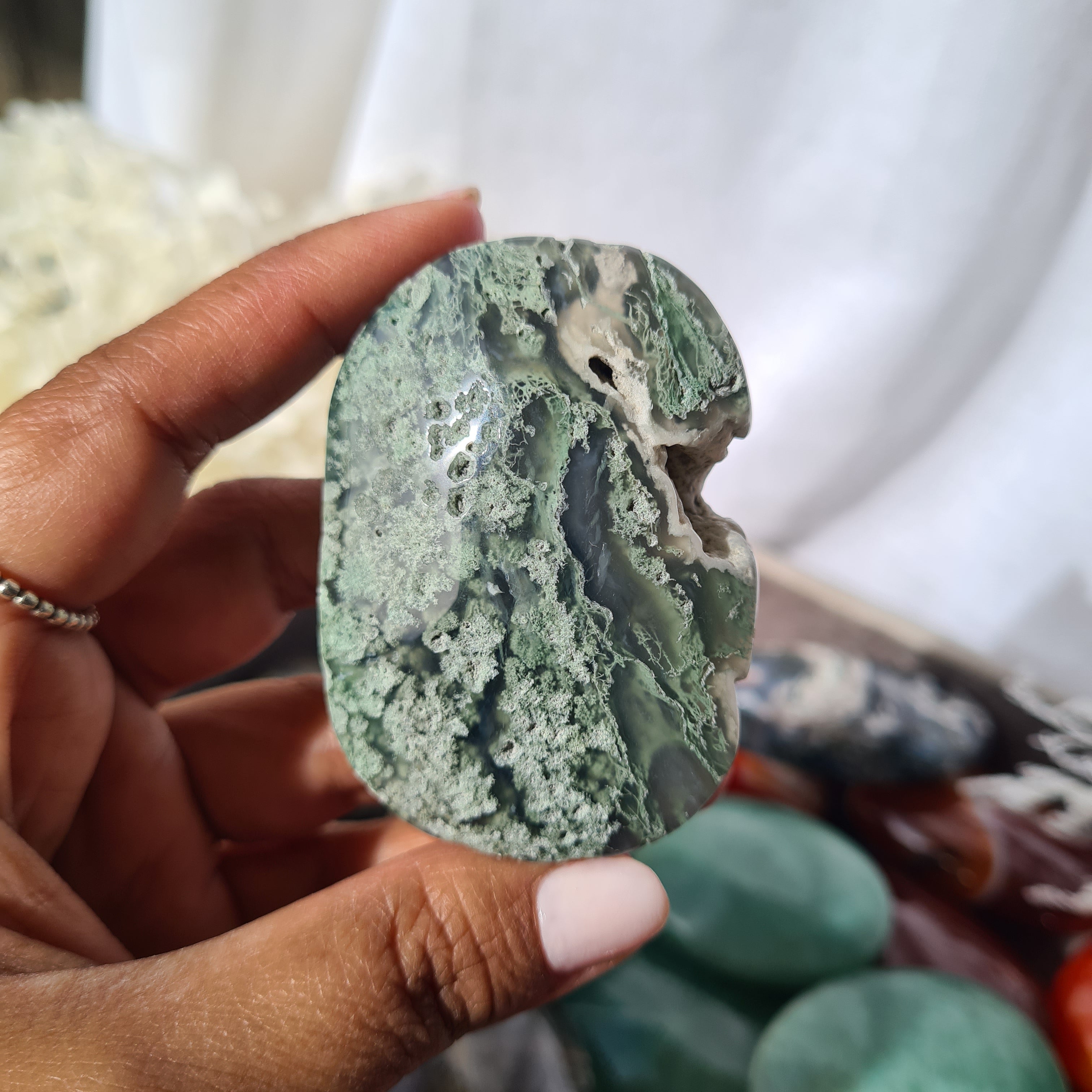 Moss Agate | Palm Stone