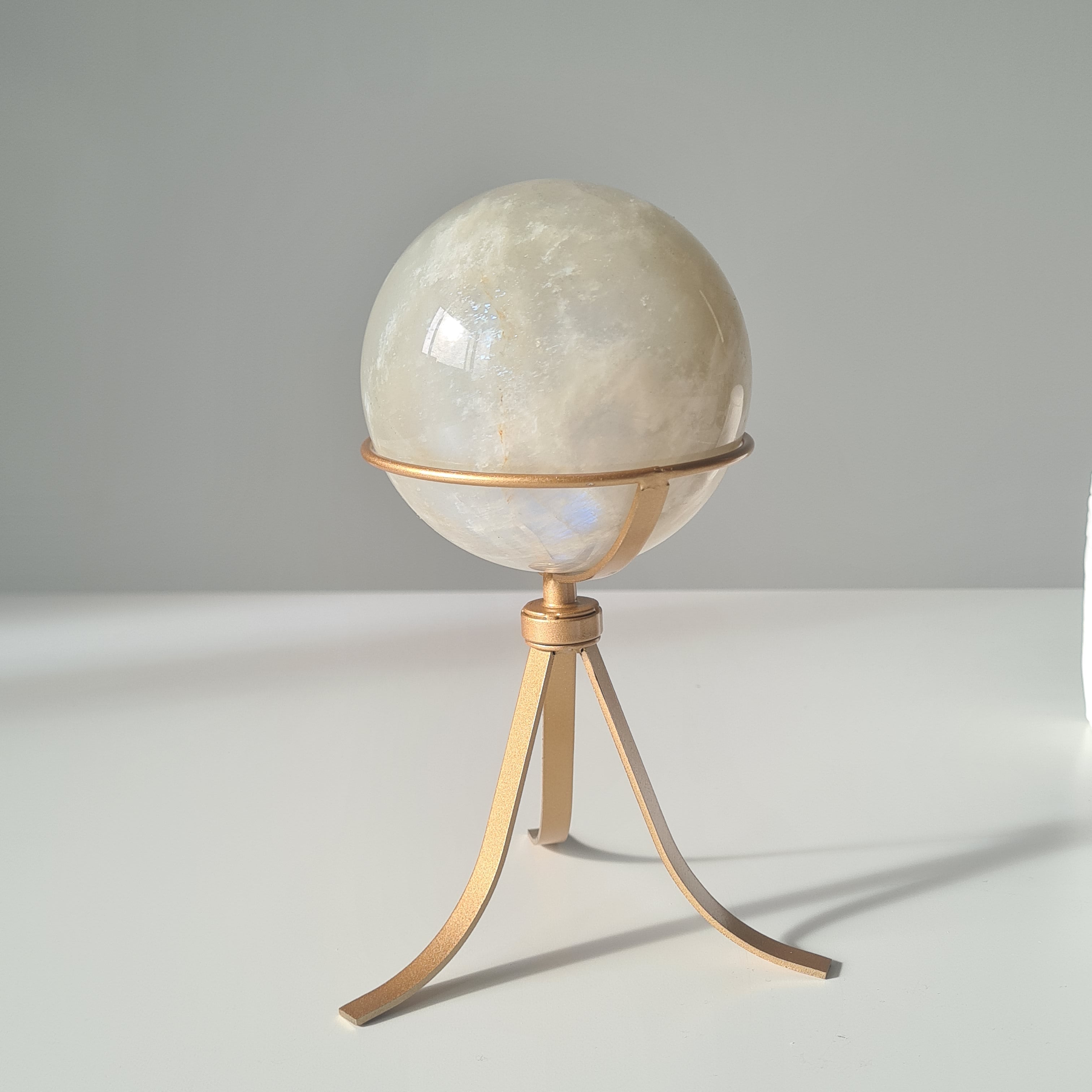 Moonstone Sphere with Blue Flash on custom stand  ✨ | A | Appx 890 g