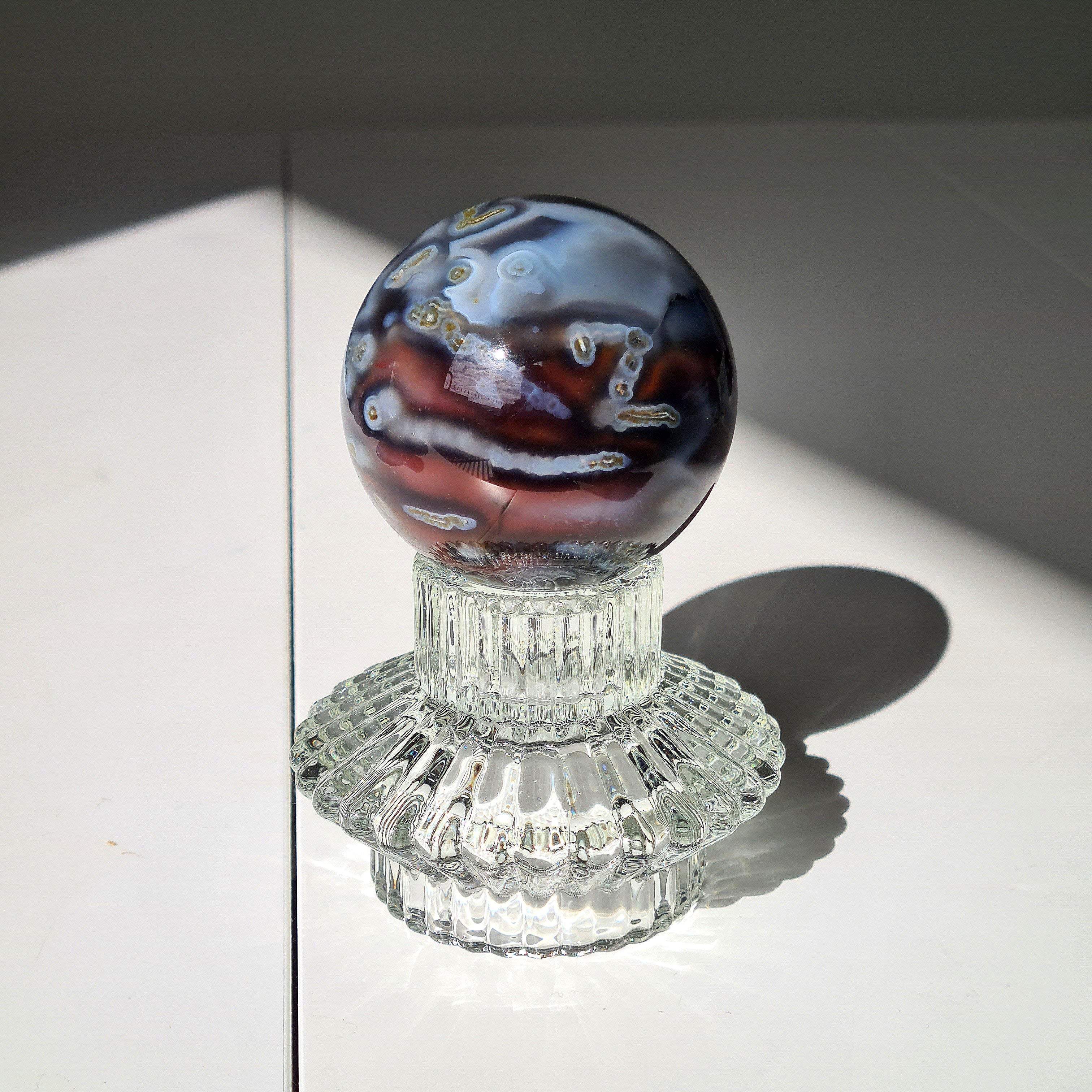 Swazi Agate Sphere with glass stand | D | 290 g | Appx 5.4cm