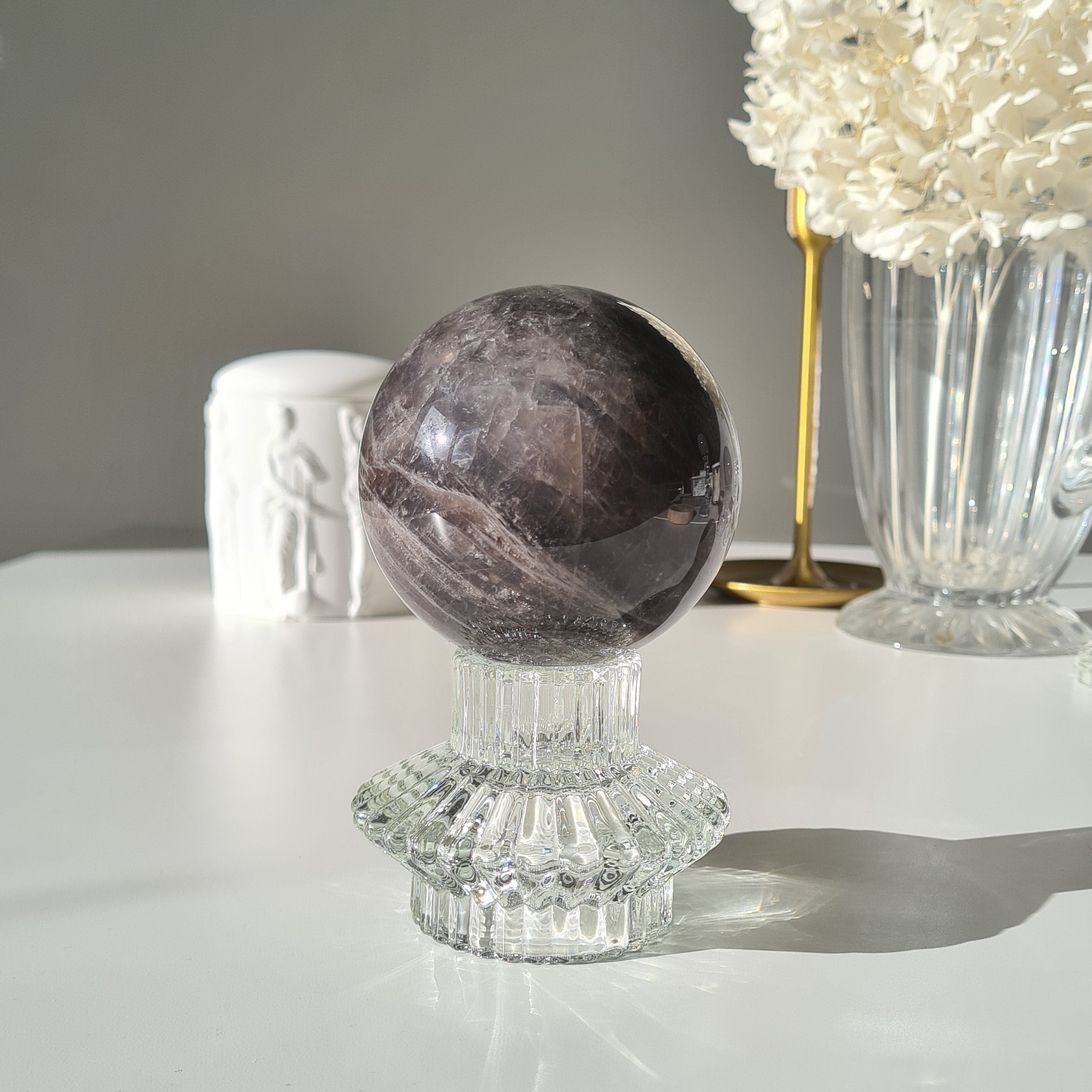 Blue Rose Quartz Sphere with stand | D | 630 g