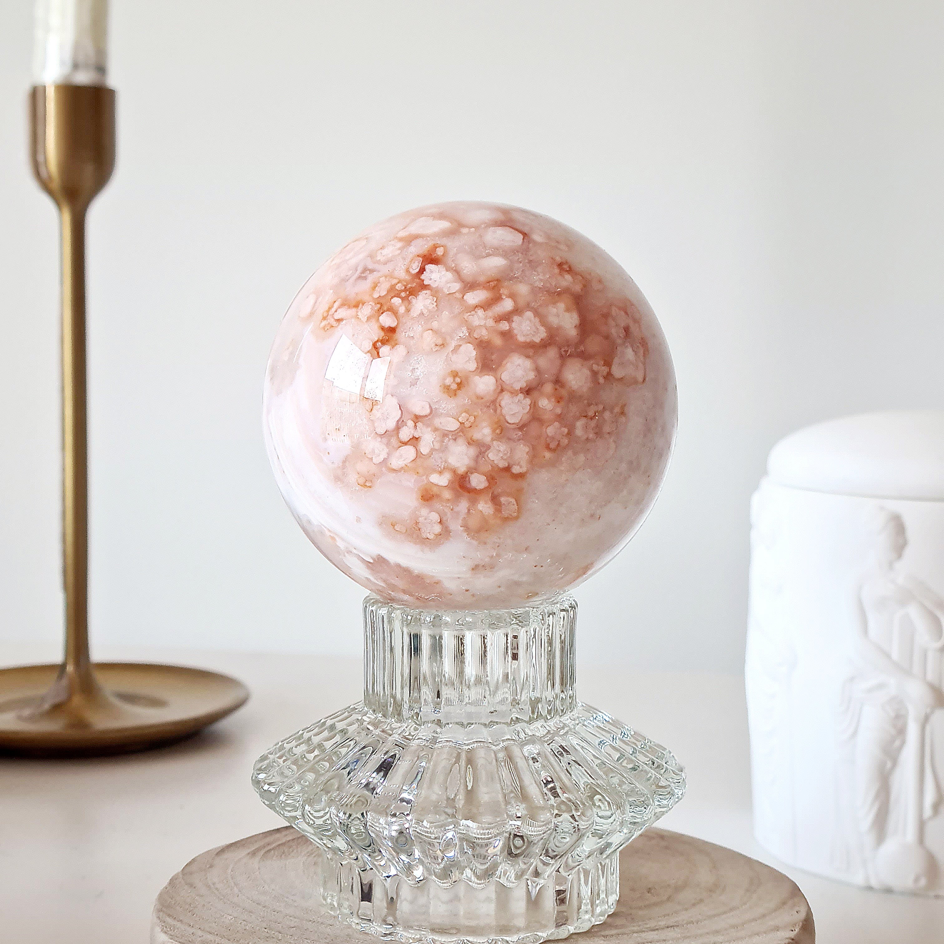 Carnelian Flower Agate Sphere | A | Appx 6.8 cm | 500 g