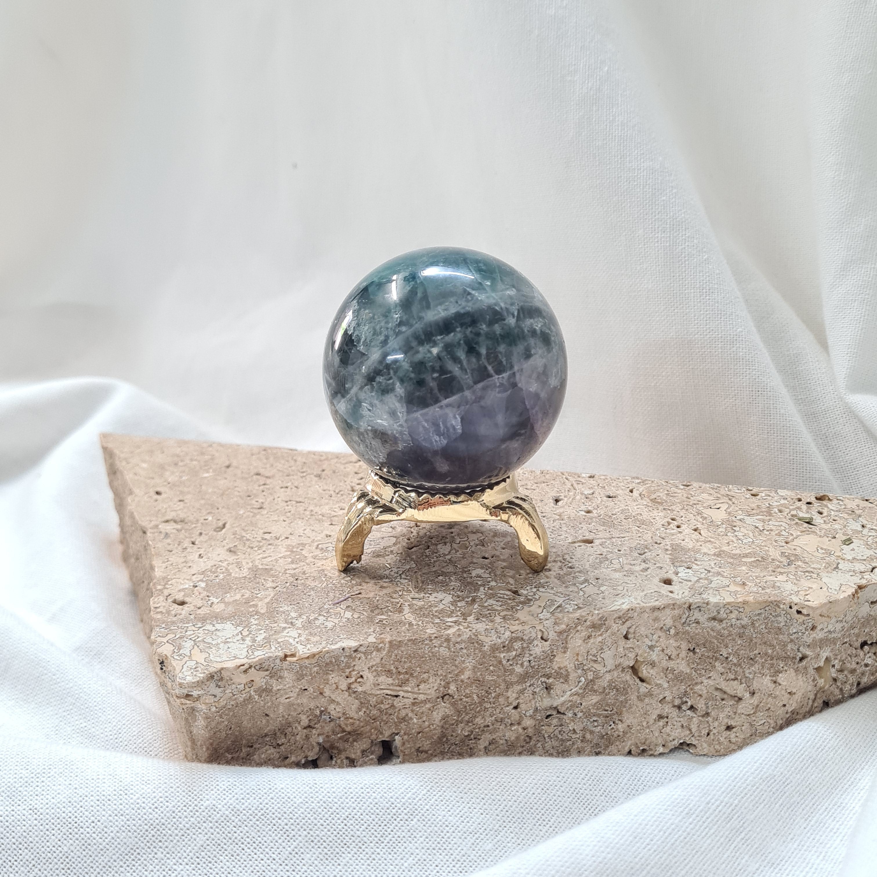 Rainbow Fluorite Sphere with brass stand | 232 g