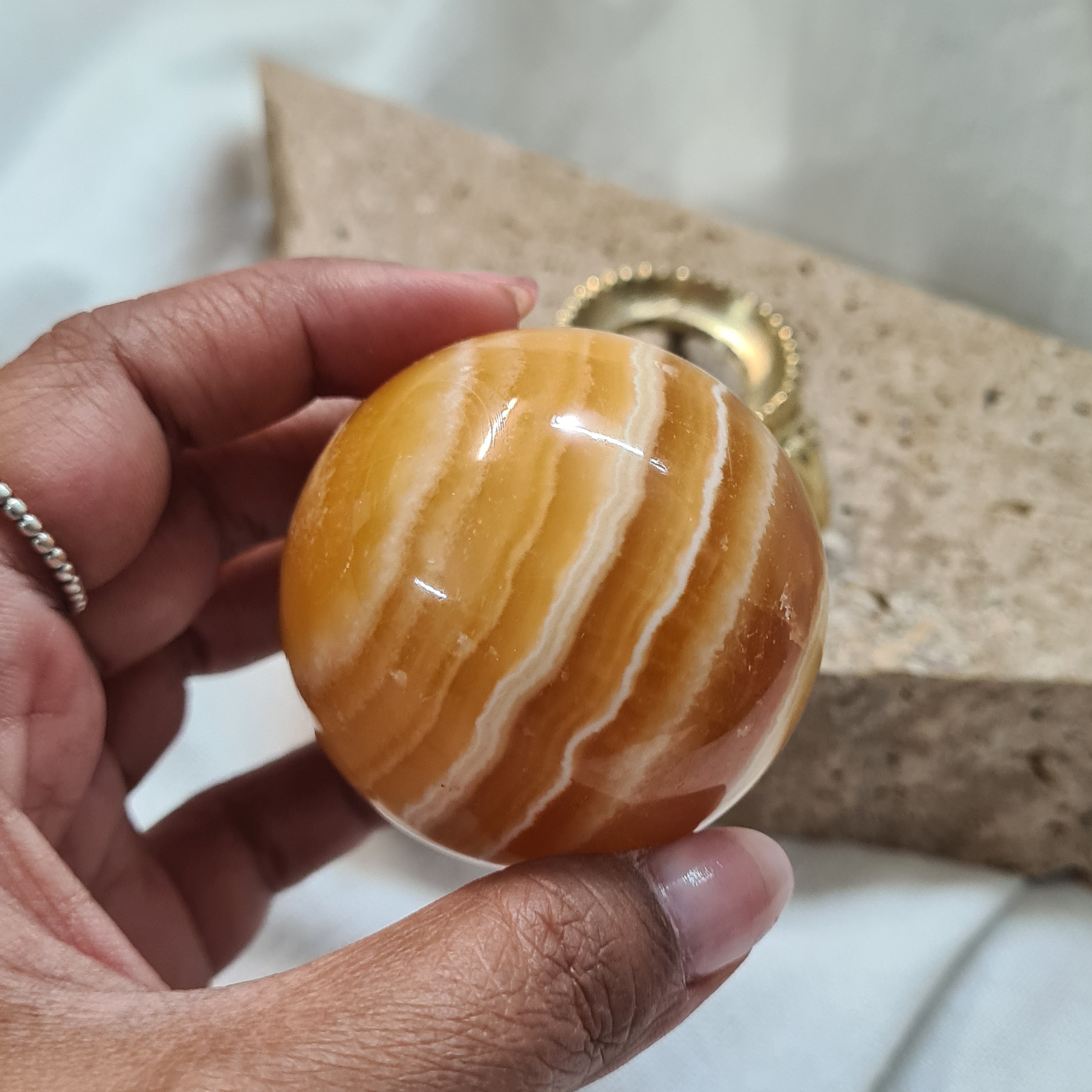 Orange Calcite 🍊 with brass stand | 162 g