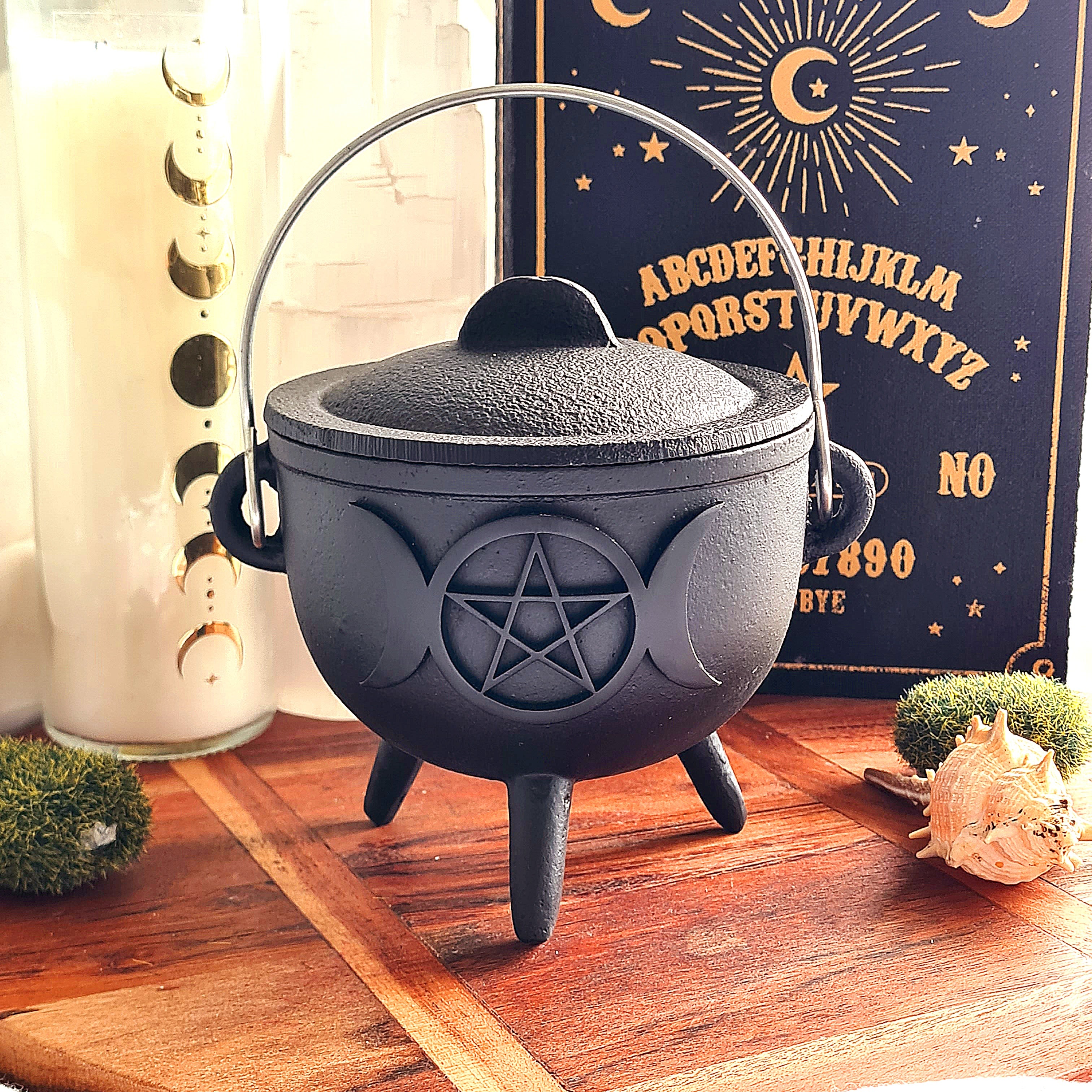 Cast Iron Ritual Cauldron | Triple Moon