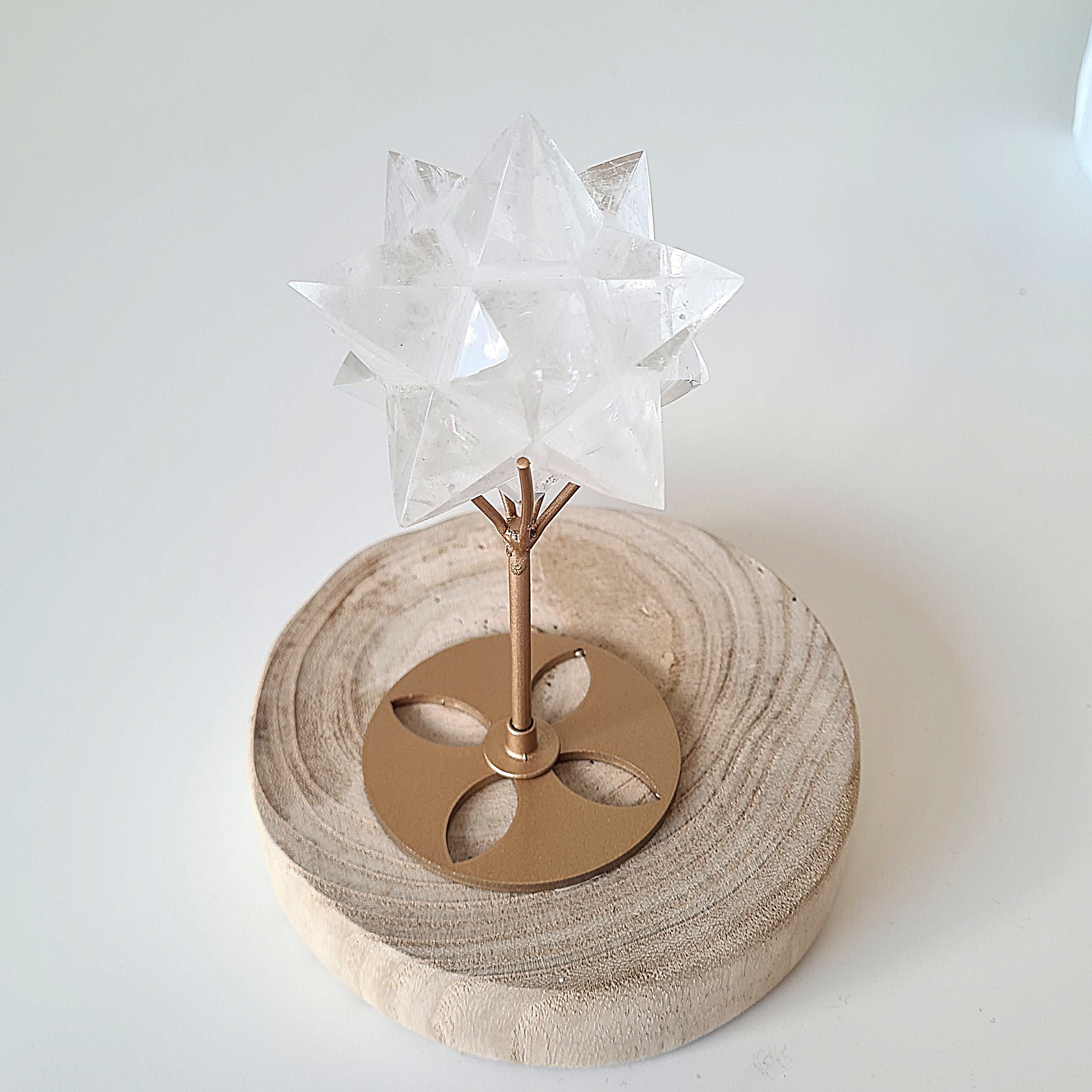 Clear Quartz Merkabah with stand  | B