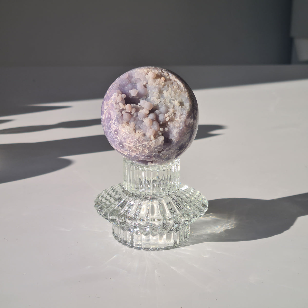 Grape Agate 🍇 Sphere With Glass Stand | D